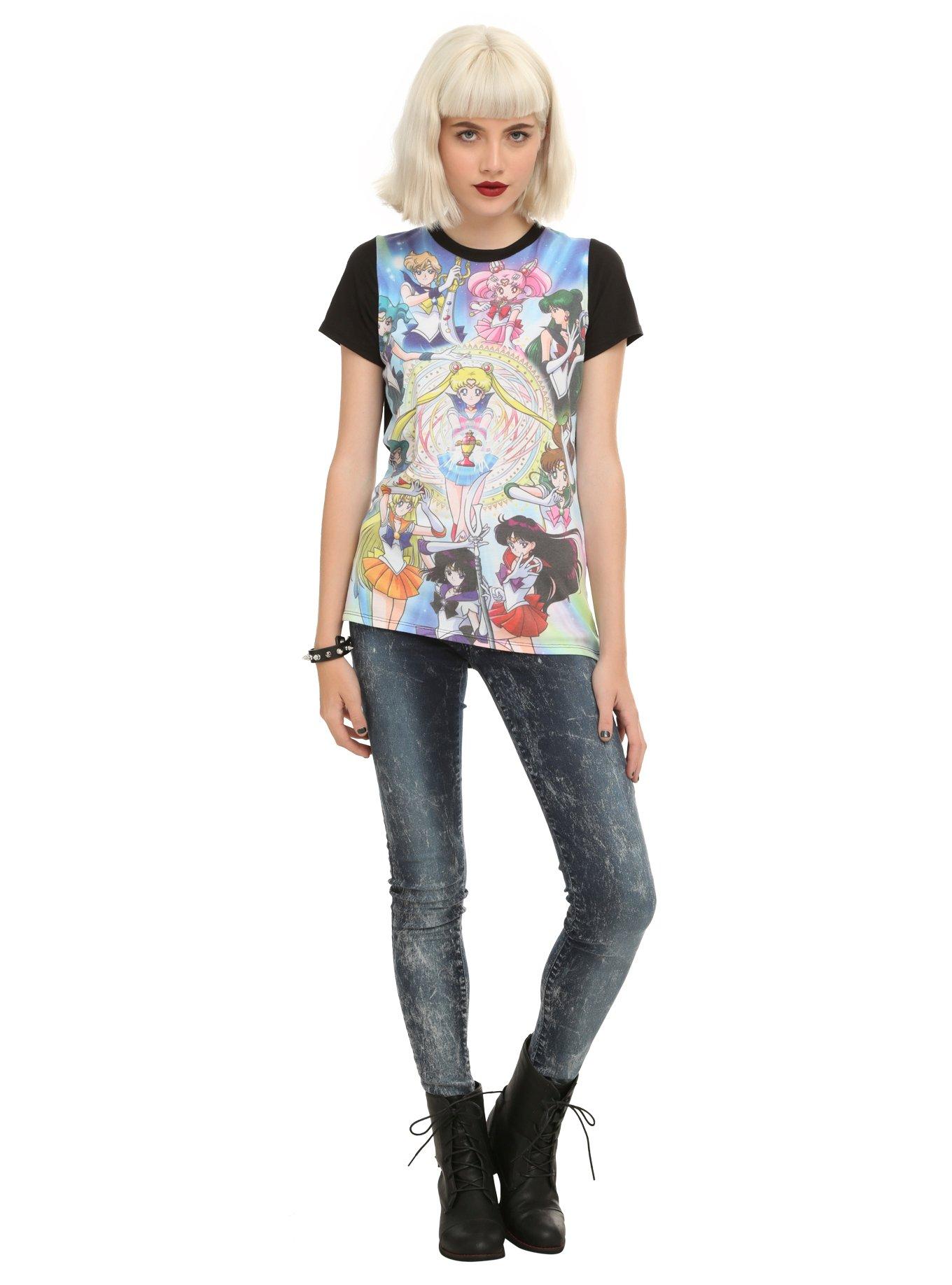 Sailor Moon Ten Sailors Sublimation Girls T-Shirt, BLACK, alternate