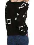 Black & White Music Note Girls Sweater, BLACK, alternate
