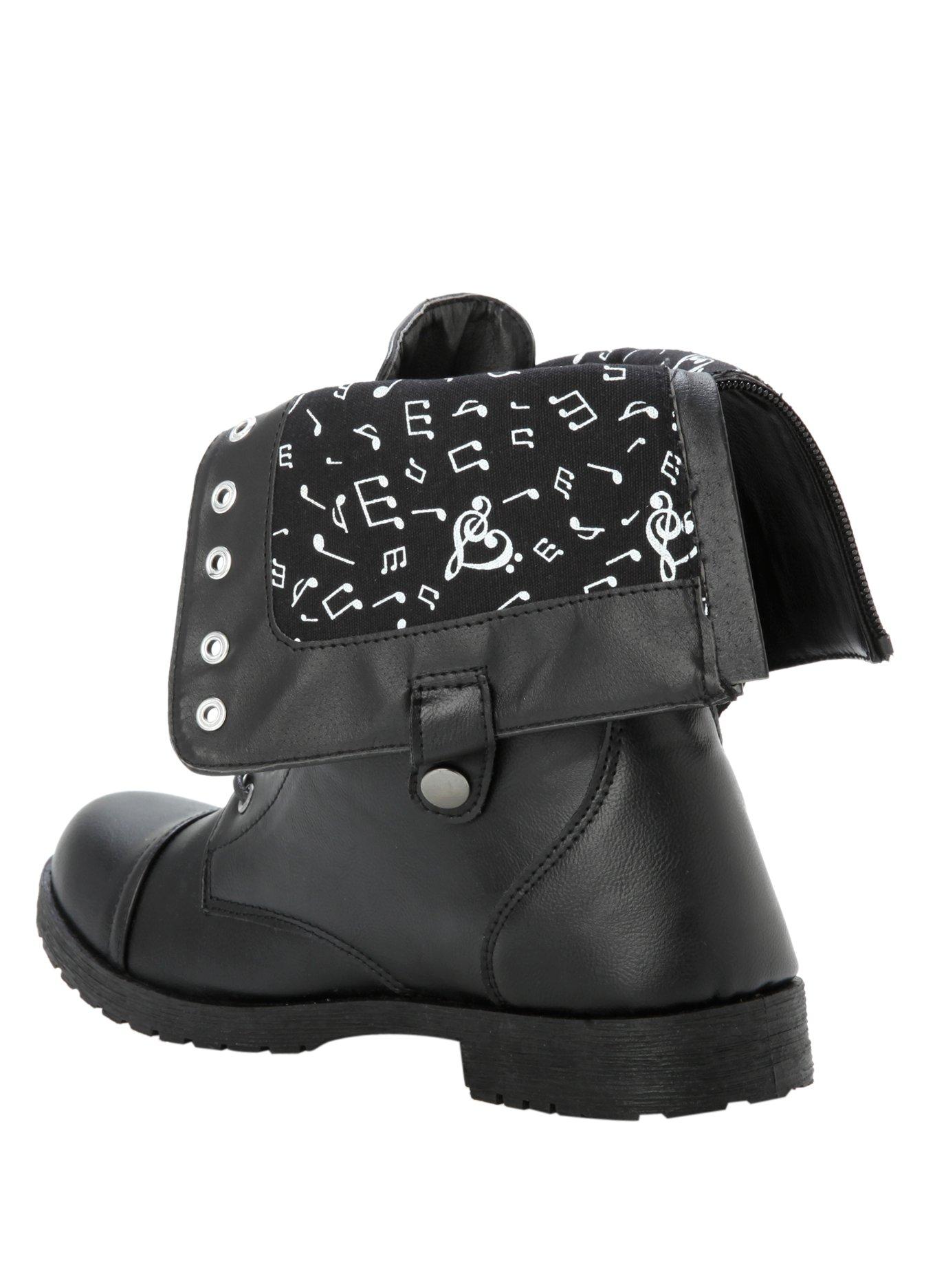Music Note Combat Boots, BLACK, alternate