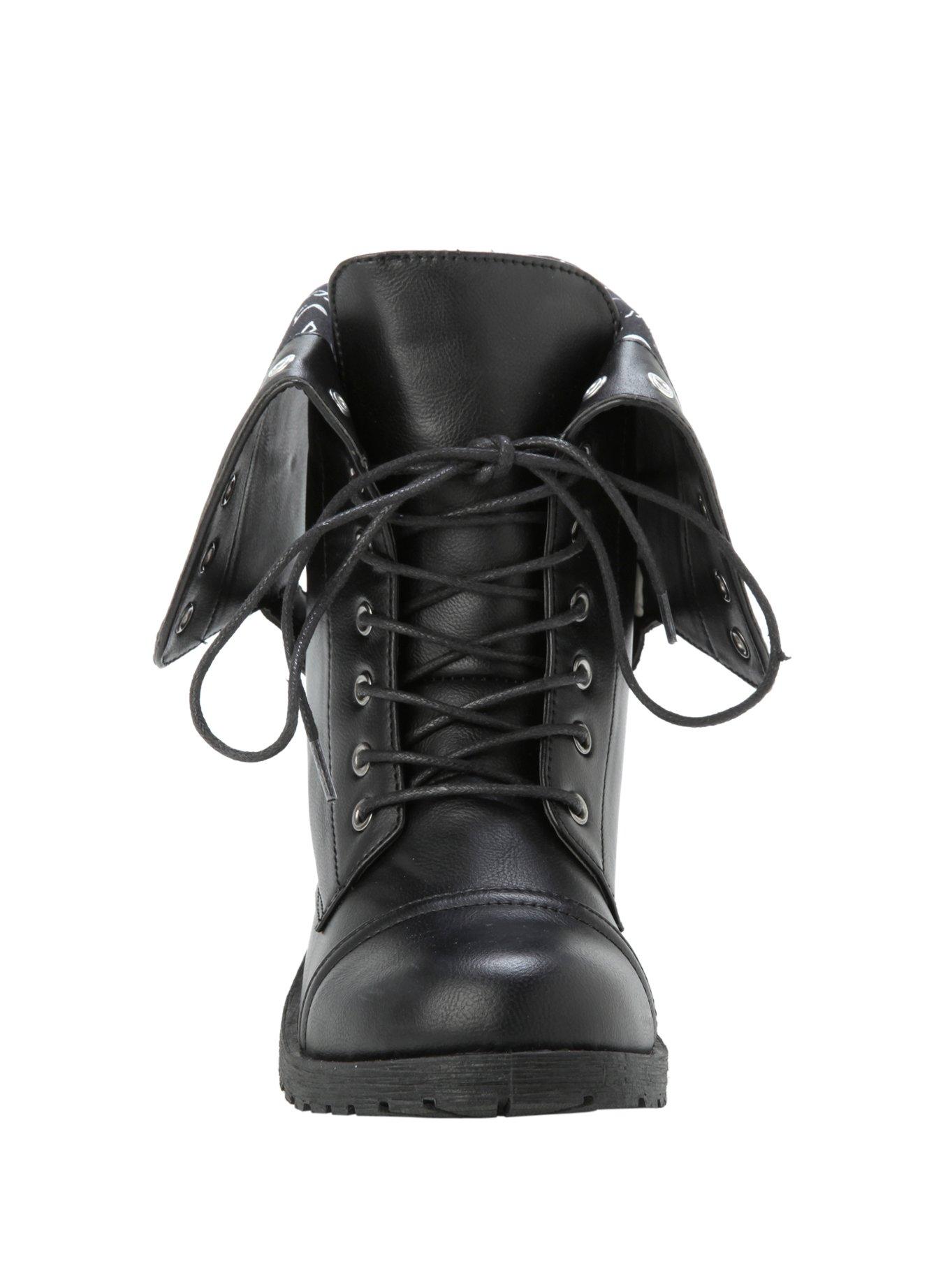 Music Note Combat Boots, BLACK, alternate