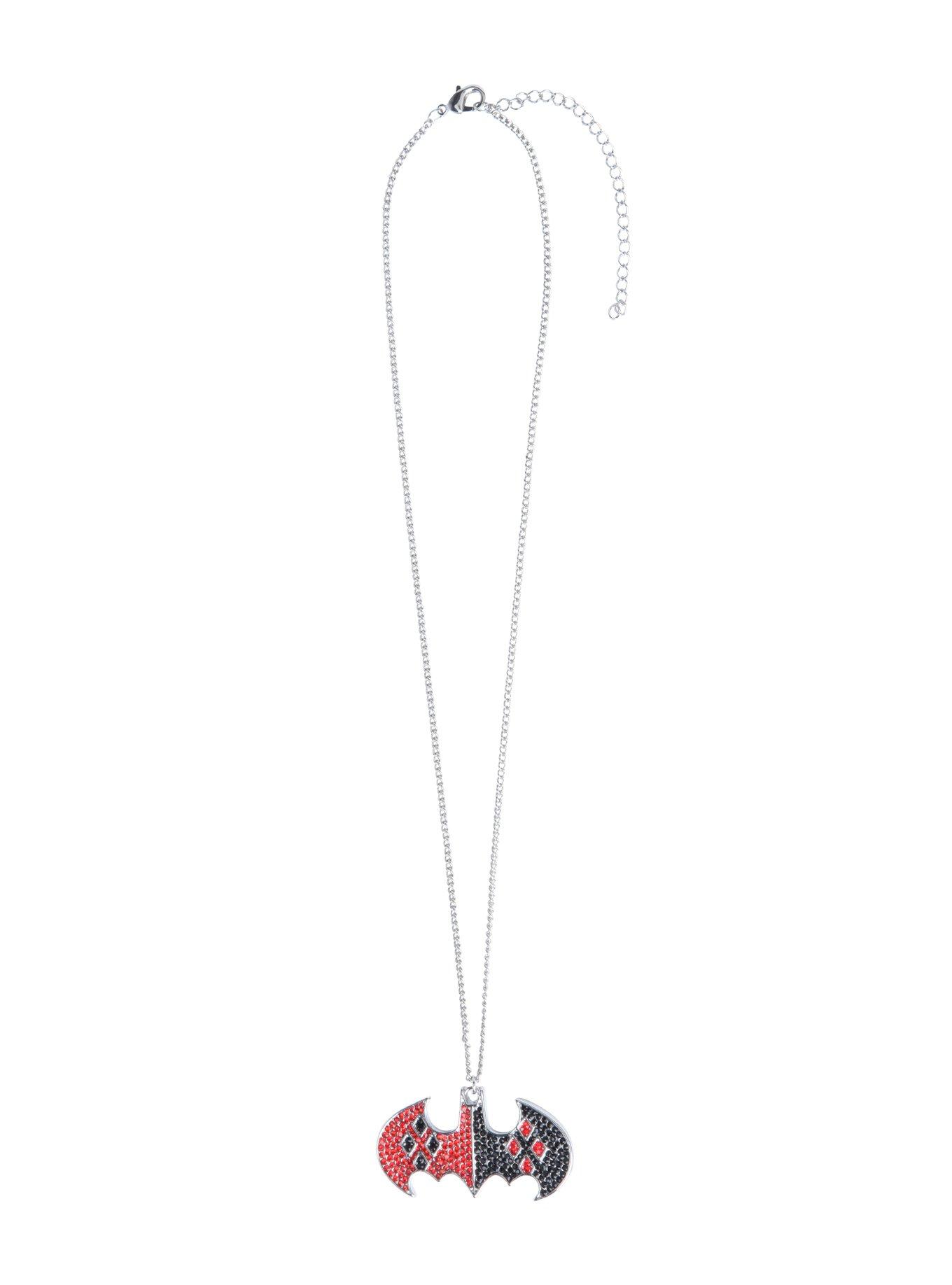 DC Comics Harley Quinn Batman Bling Logo Necklace, , alternate