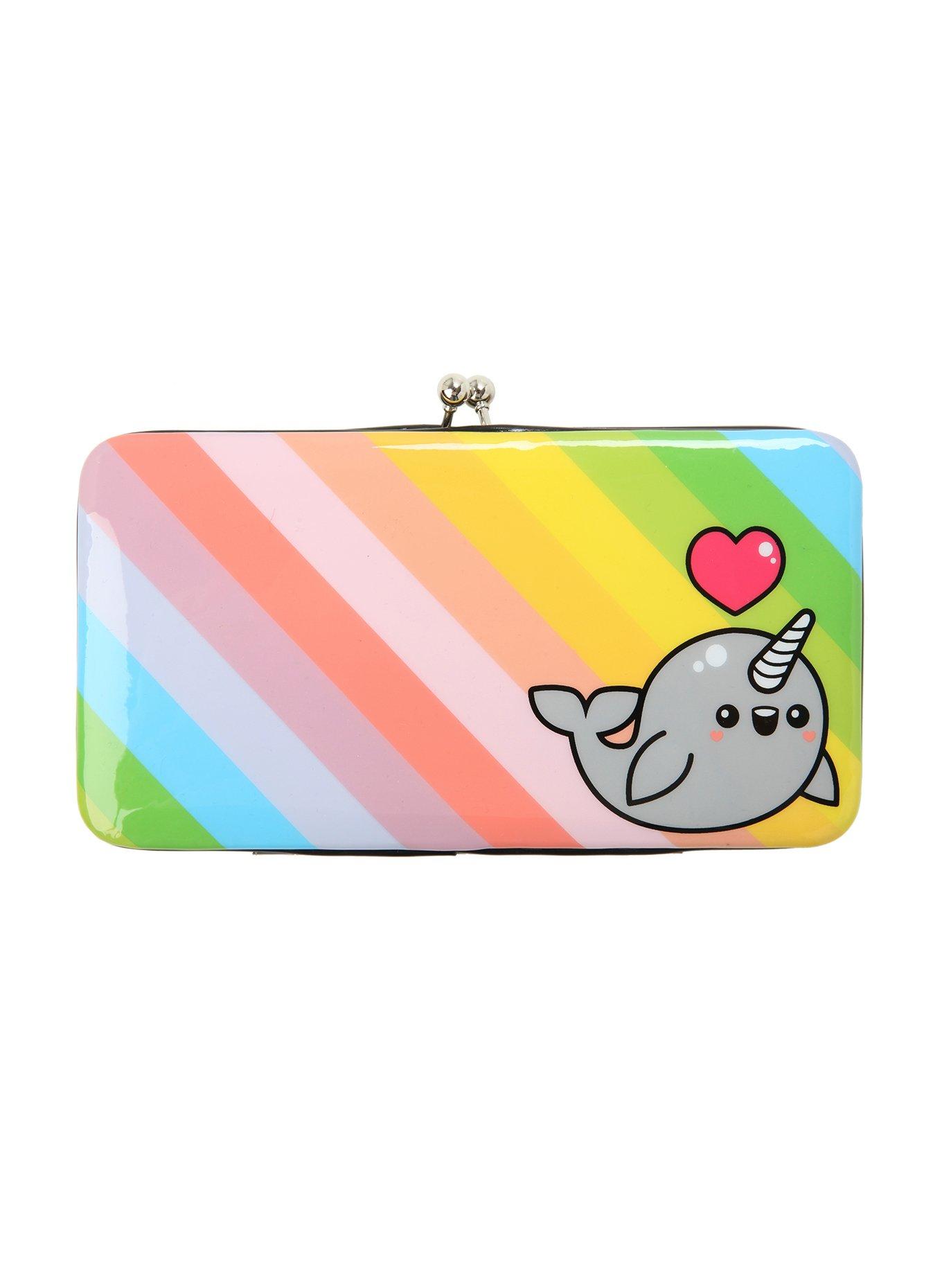 Rainbow Narwhal Kisslock Hinge Wallet, , alternate