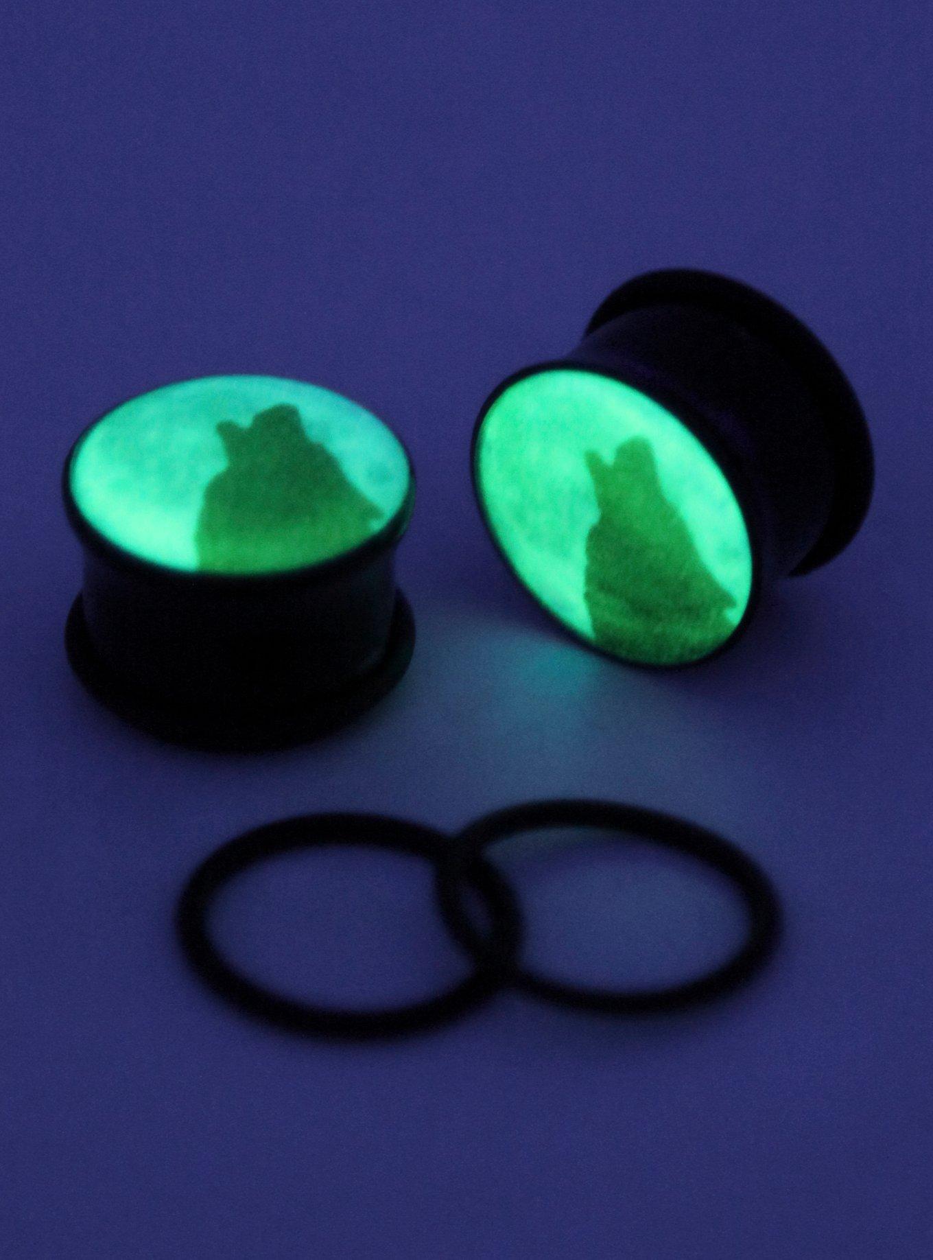Acrylic Howling Wolf Moon Glow-In-The-Dark Plug 2 Pack, , alternate