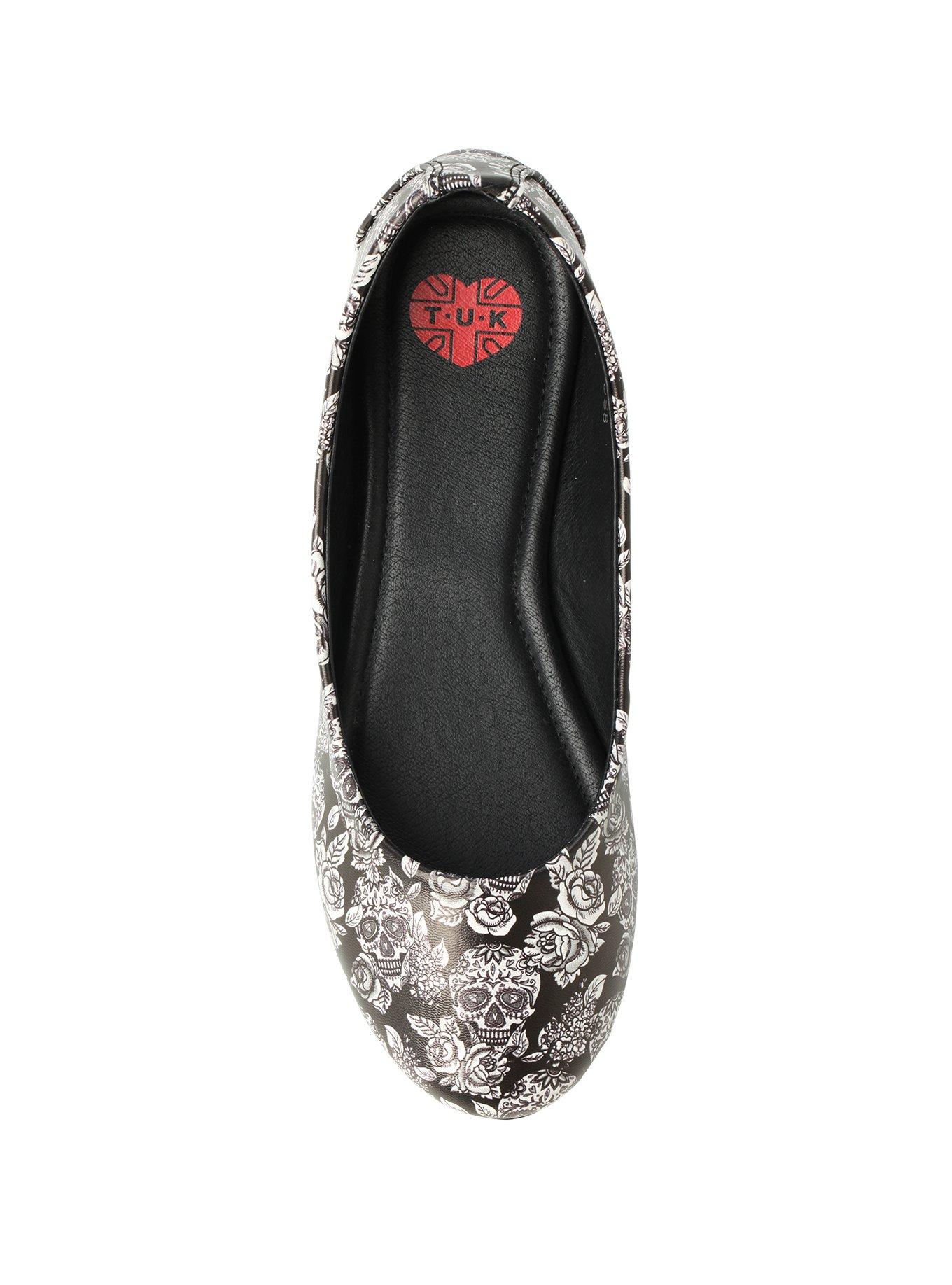 T.U.K. Sugar Skull & Roses Flats, BLACK, alternate