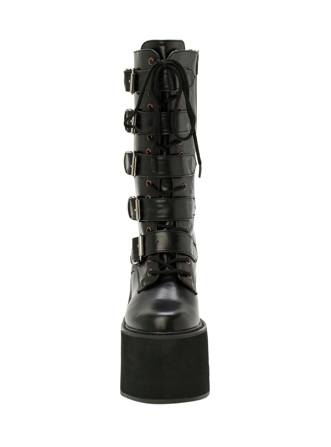 Demonia By Pleaser Black PU Buckle Boots, BLACK, alternate
