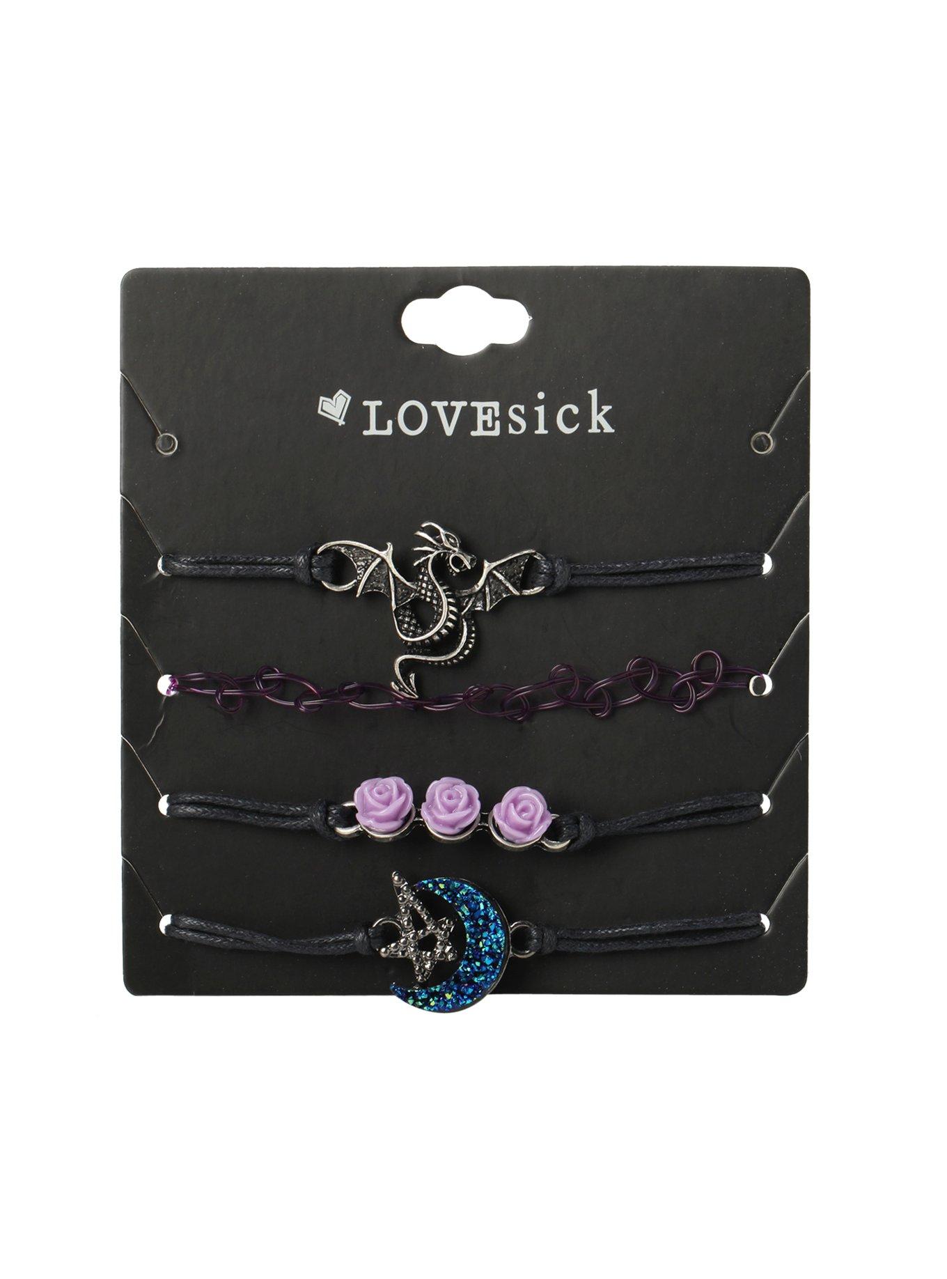 LOVEsick Dragon Rose Moon Bracelet 4 Pack, , alternate