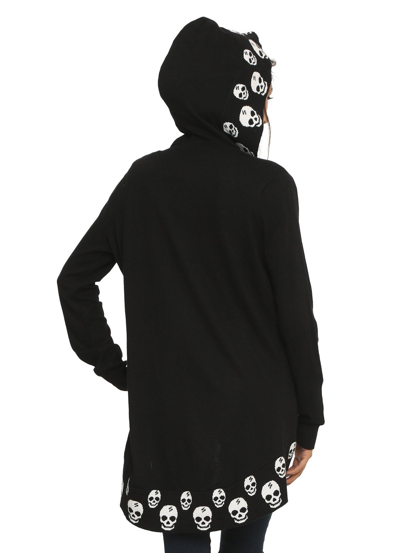Black & White Skull Girls Hooded Cardigan, , alternate