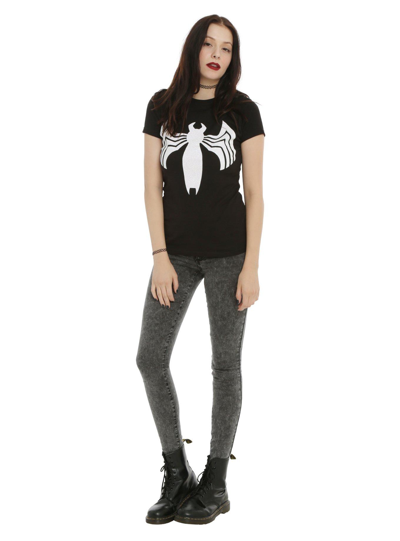 Marvel Venom Glitter Logo Girls T-Shirt, BLACK, alternate