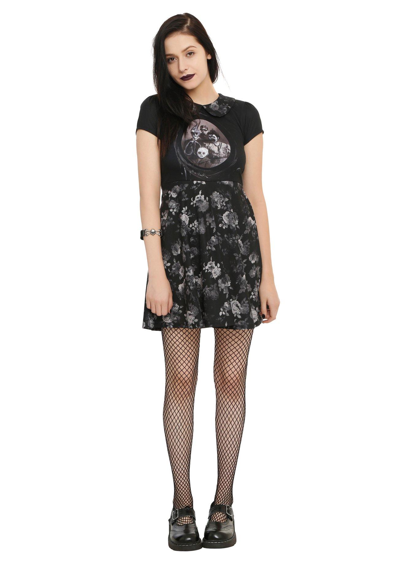 Family Day Floral Dress, BLACK, alternate