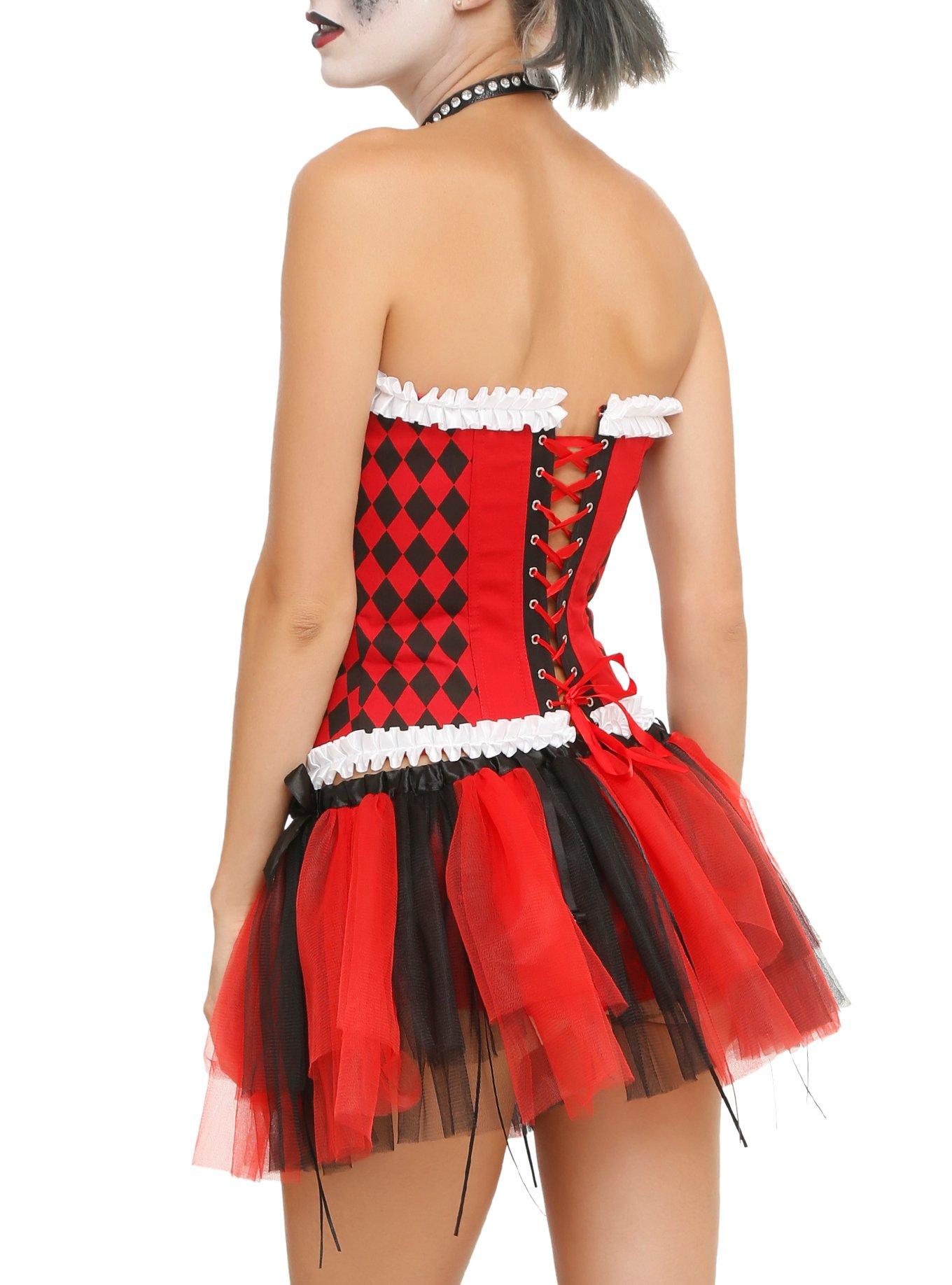 DC Comics Harley Quinn Red & Black Diamonds Corset, , alternate