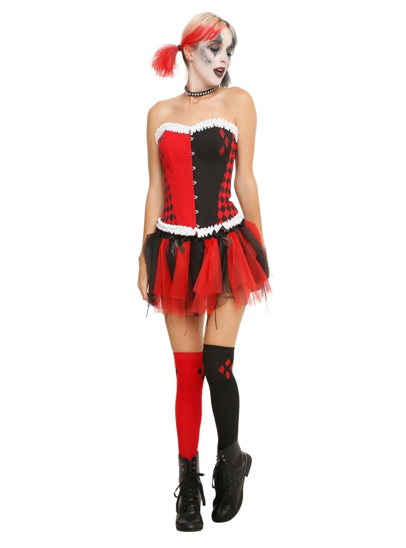 DC Comics Harley Quinn Red & Black Diamonds Corset, , alternate