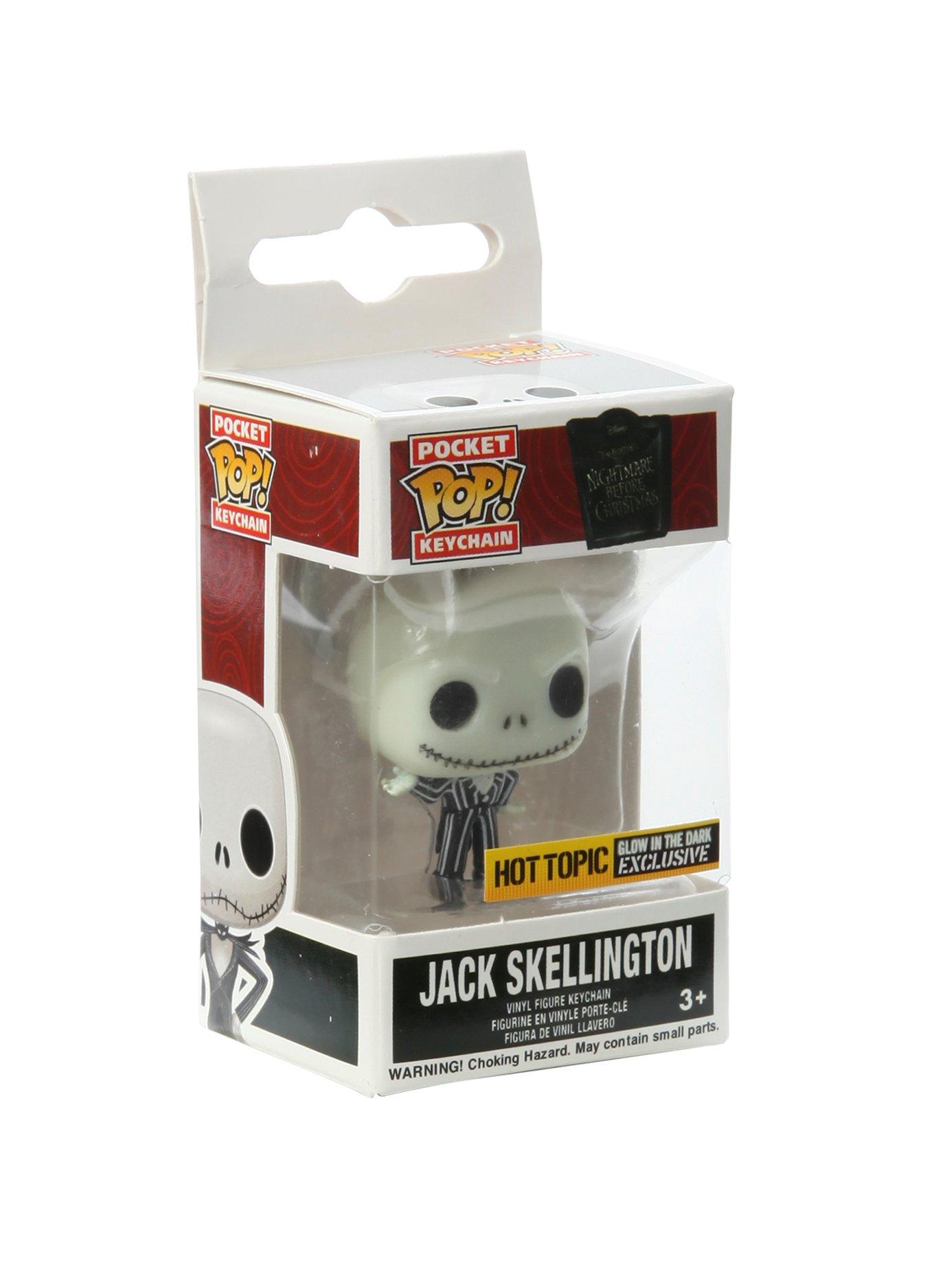 Funko The Nightmare Before Christmas Pocket Pop! Jack Skellington Key Chain Glow-In-The-Dark Hot Topic Exclusive, , alternate