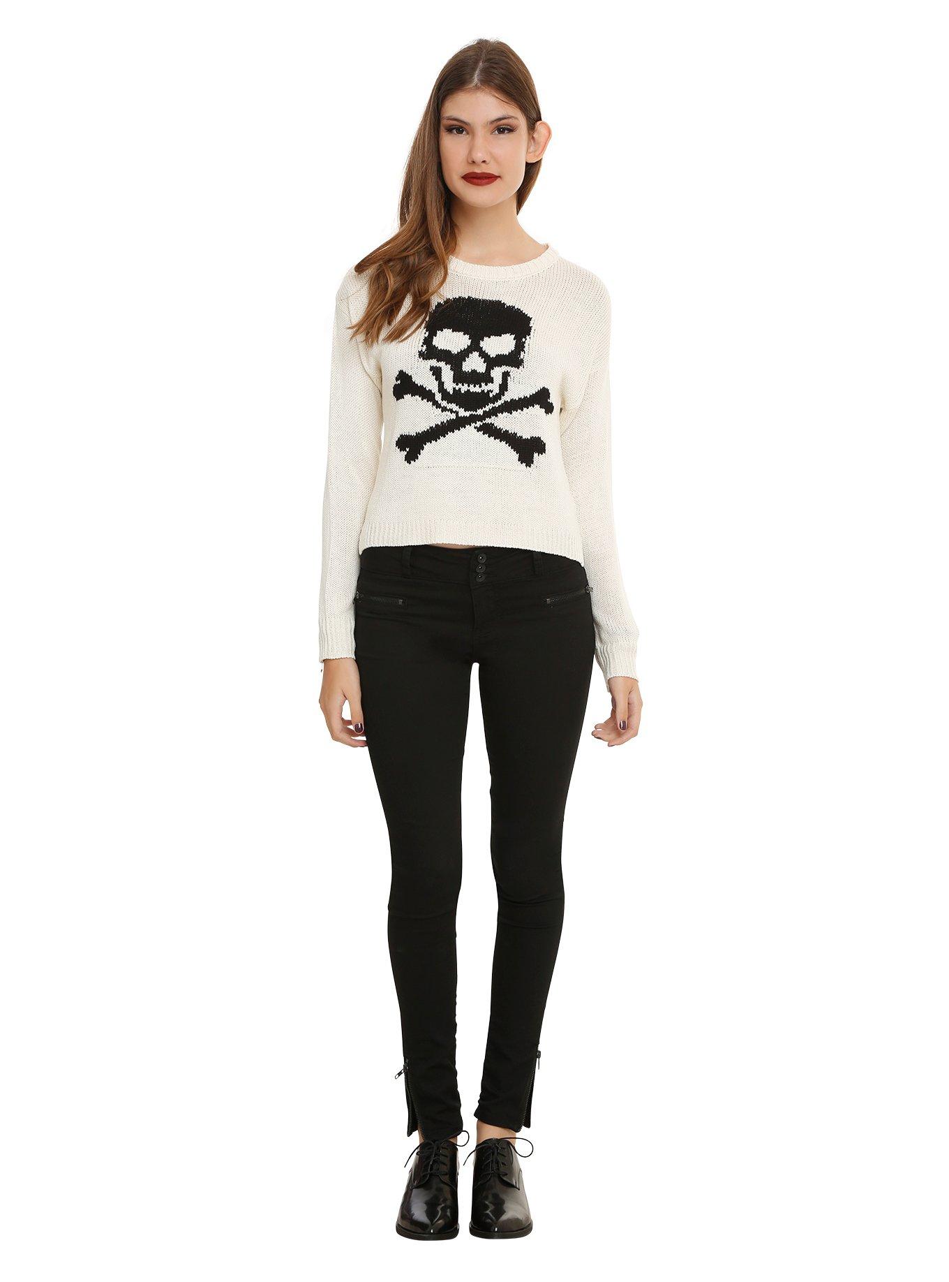 Skull & Crossbones Cropped Sweater, , alternate