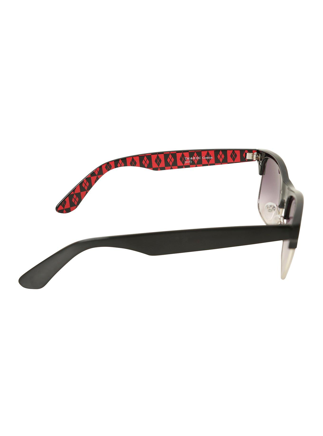 DC Comics Harley Quinn Checkered Half-Rim Sunglasses, , alternate