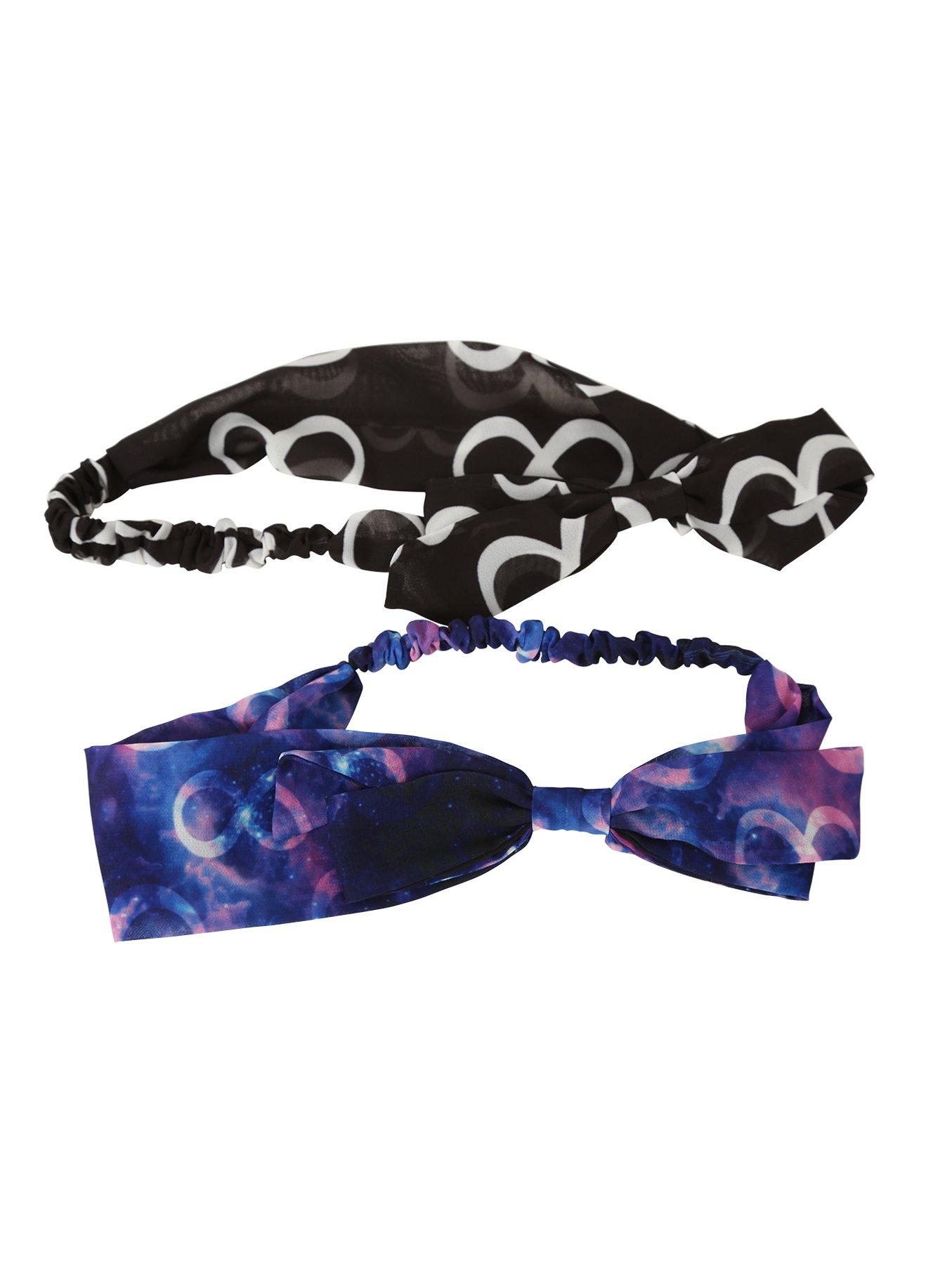 Galaxy Infinity Bow Stretchy Headband 2 Pack, , alternate