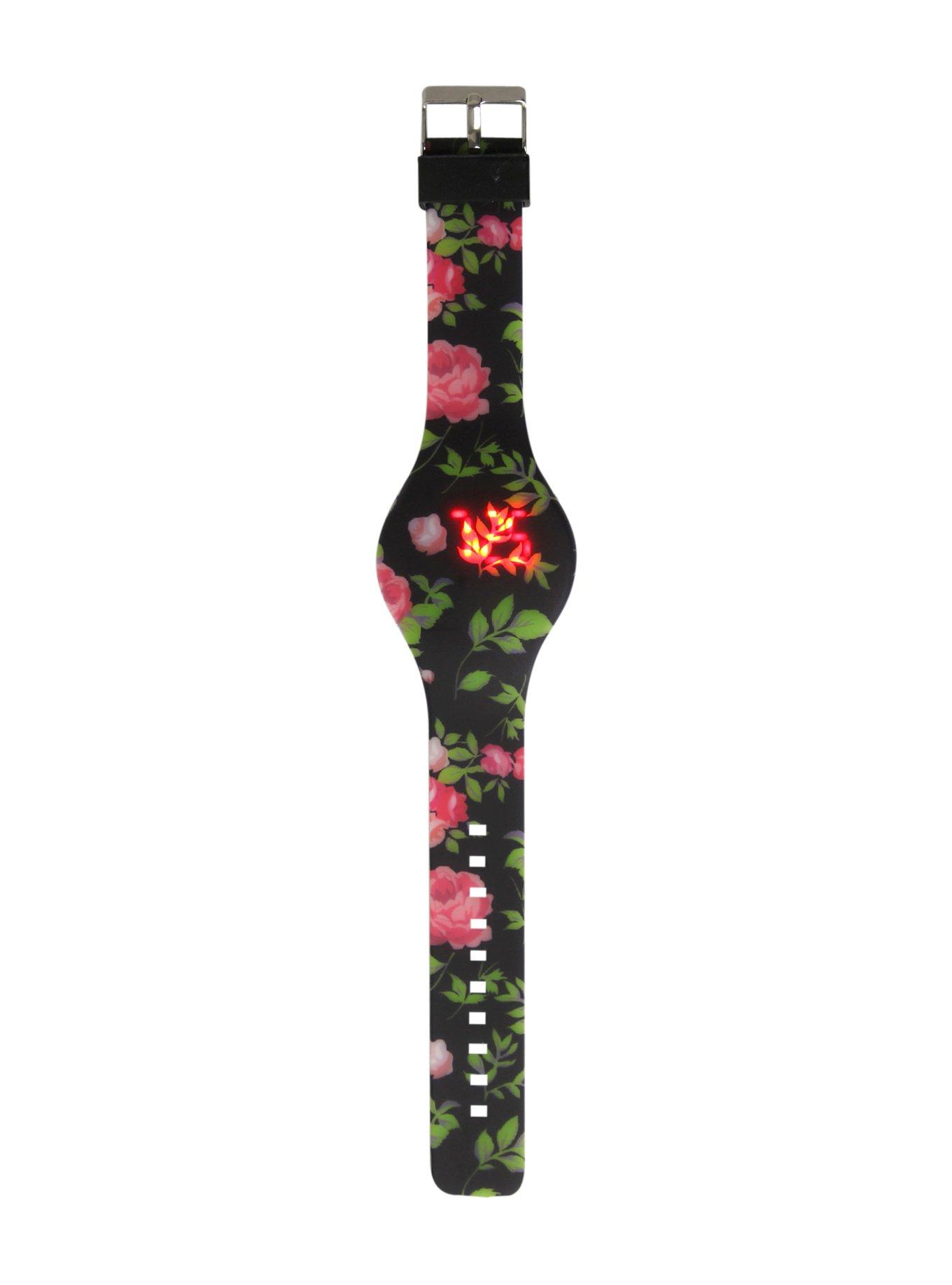 Rose Print Rubber LED Watch, , alternate