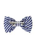 Blue & White Stripe Hair Bow, , alternate