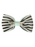 Mint Black & White Striped Hair Bow, , alternate