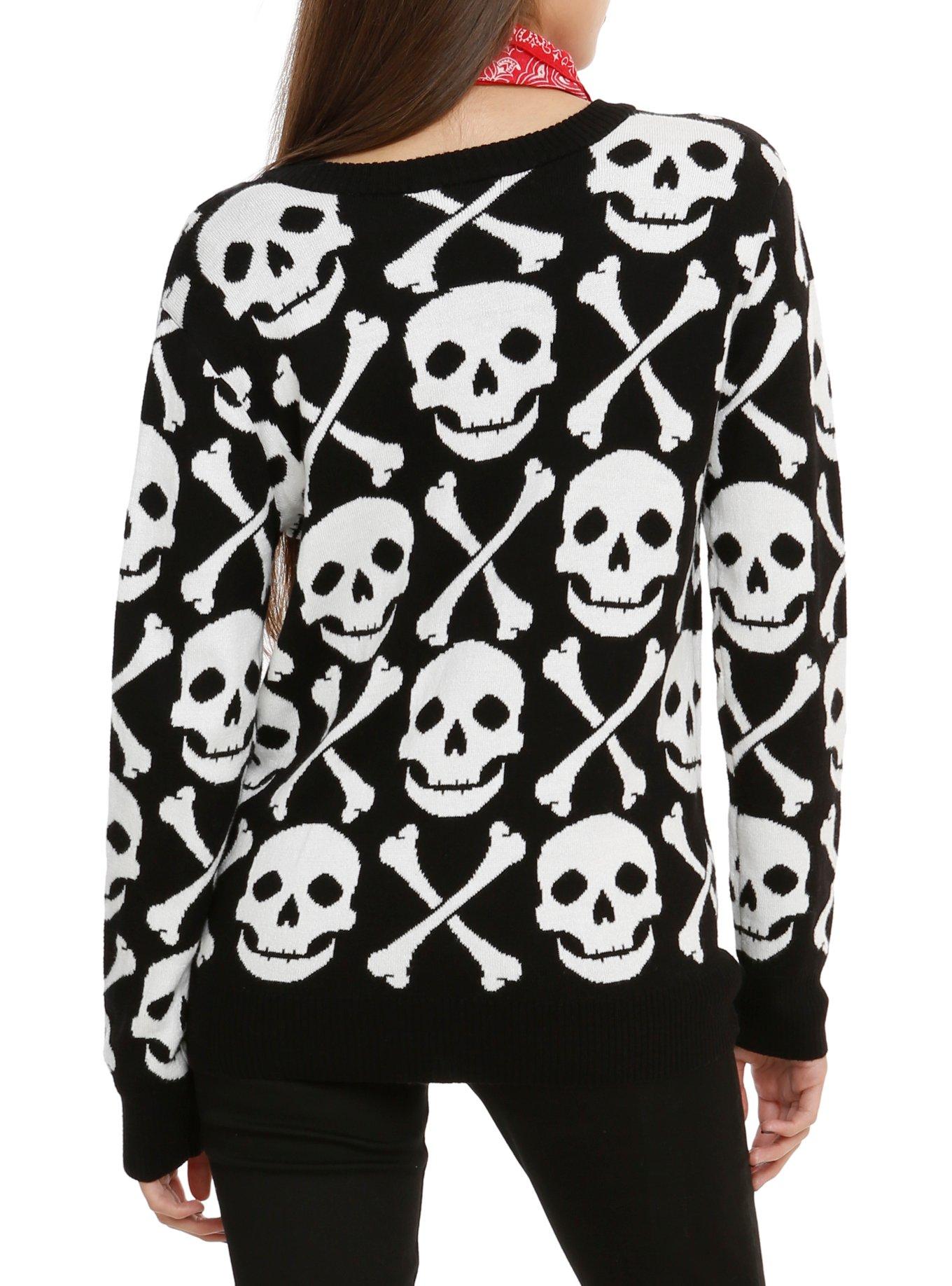 Skull & Crossbones Cardigan, BLACK, alternate