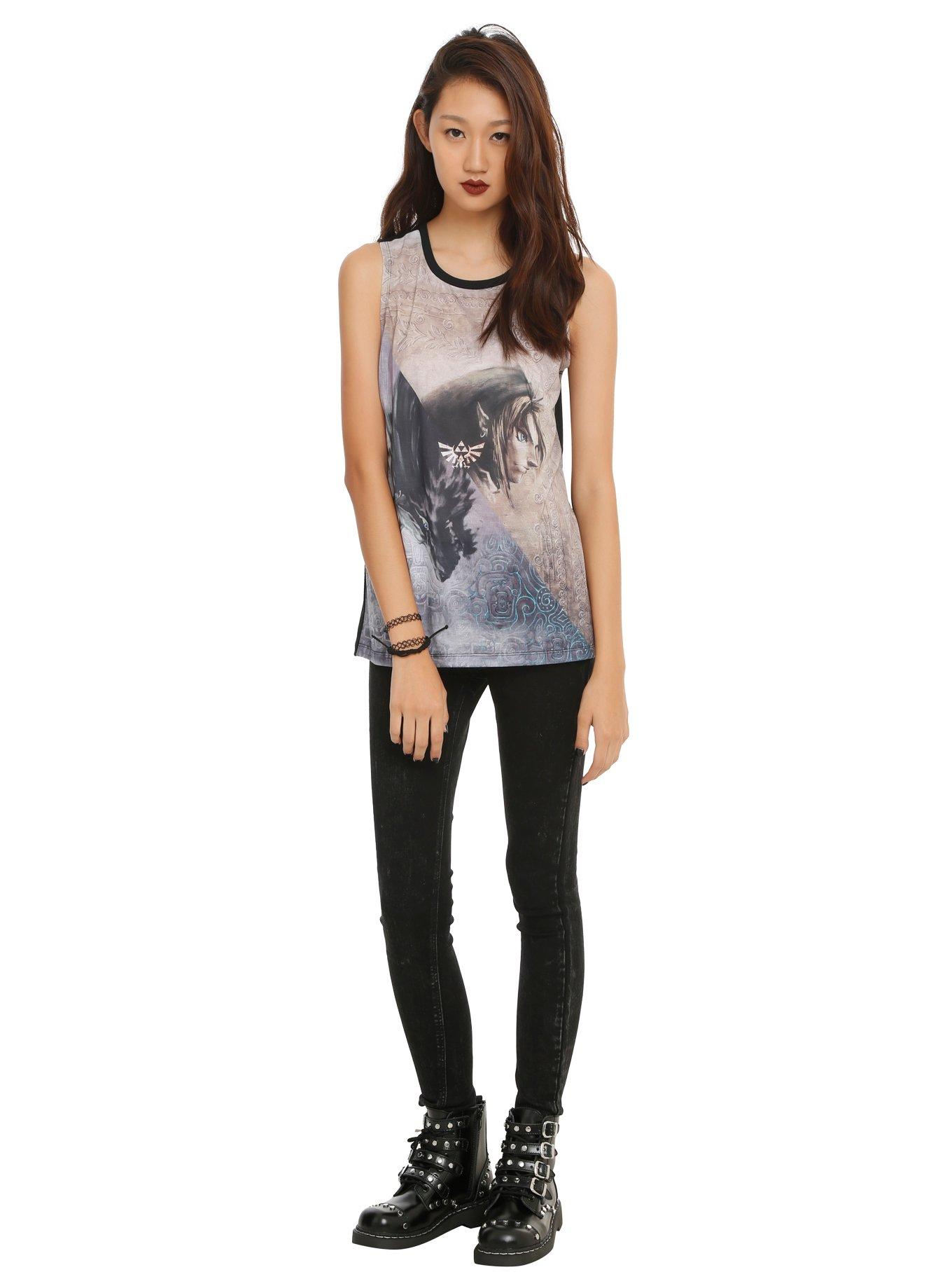 The Legend Of Zelda: Twilight Princess Split Girls Muscle Top, BLACK, alternate