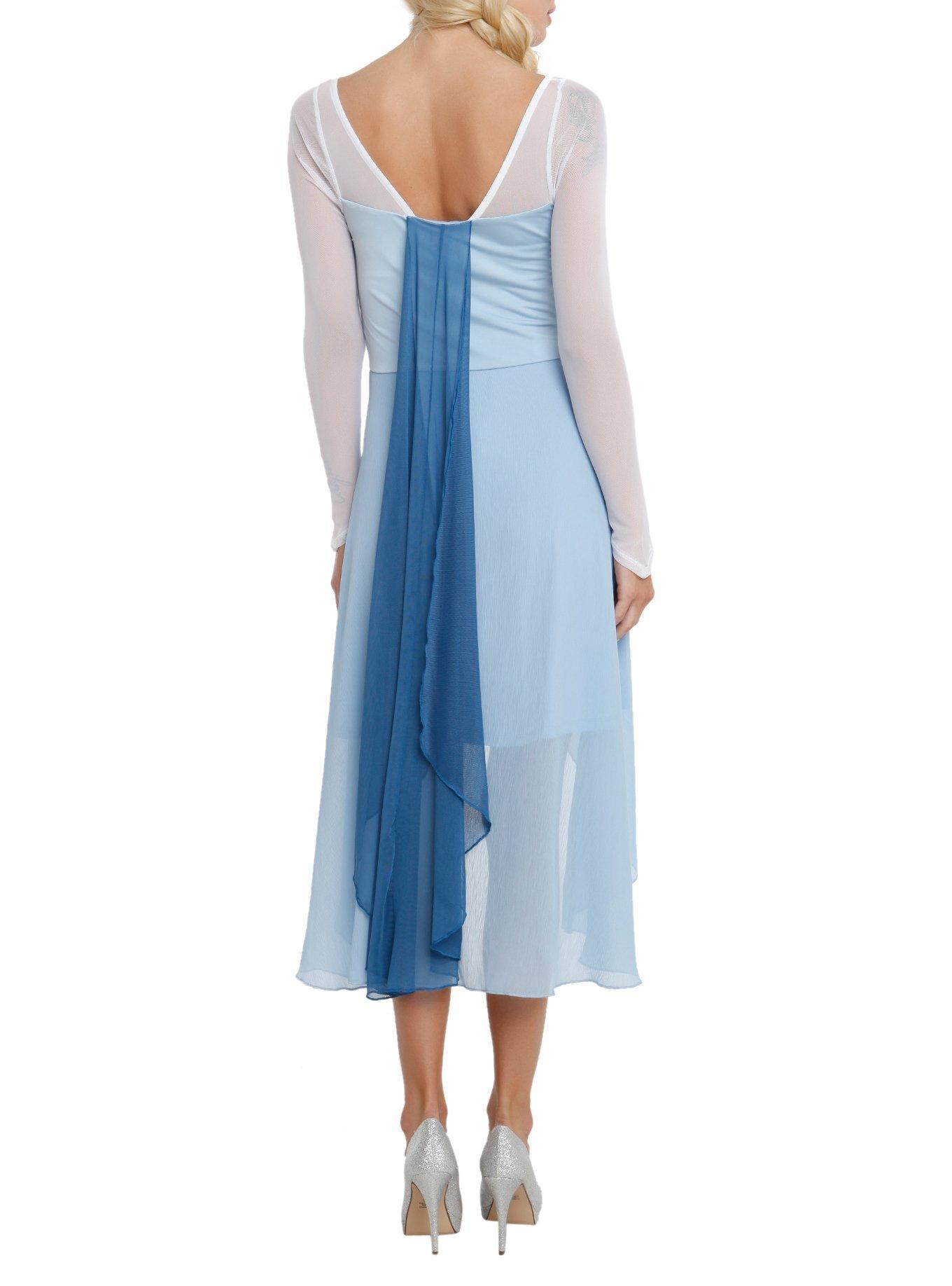 Icy Blue Long Sleeve  Hi-Lo Dress, , alternate