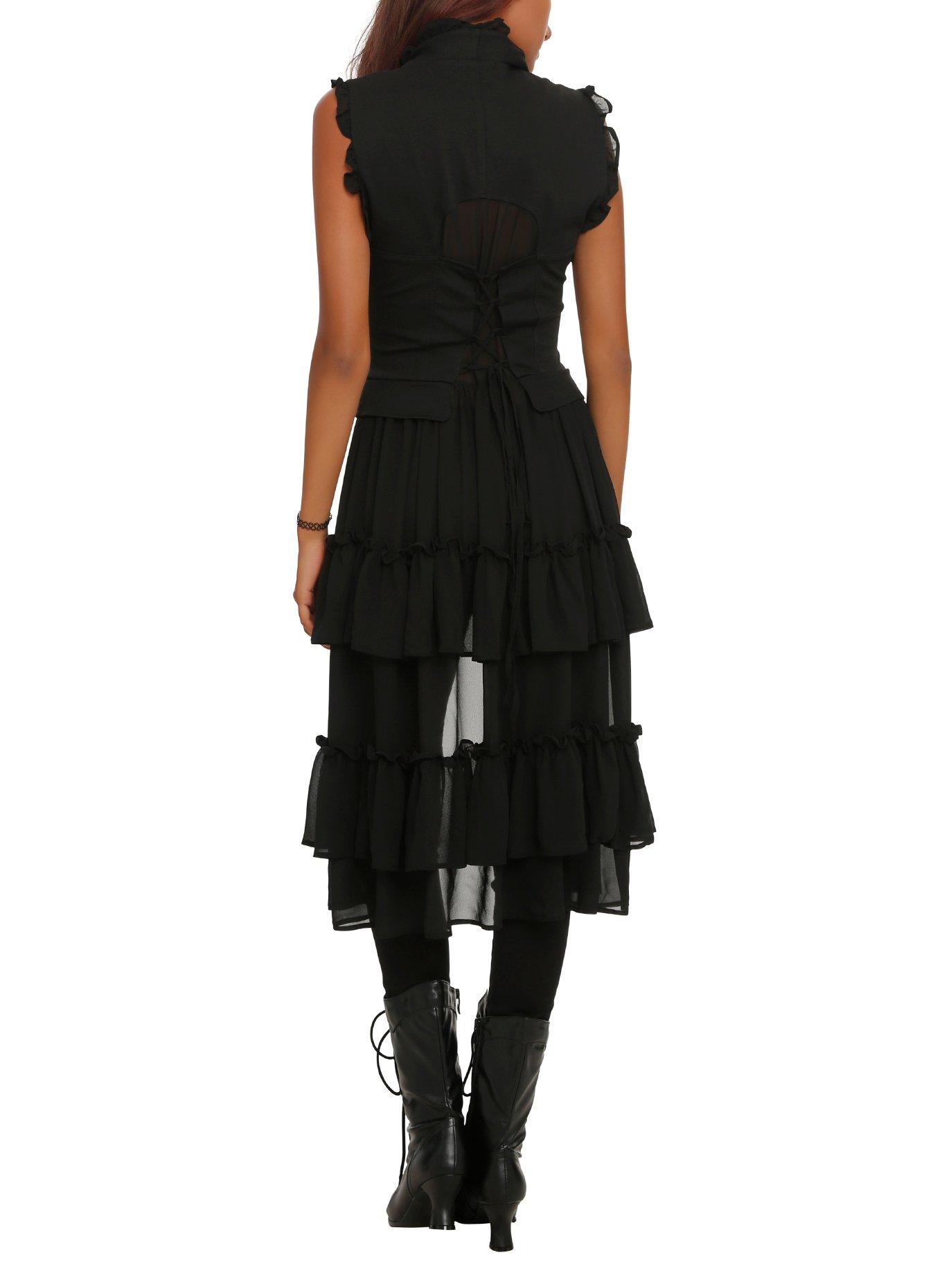 Black Ruffled Vest, , alternate