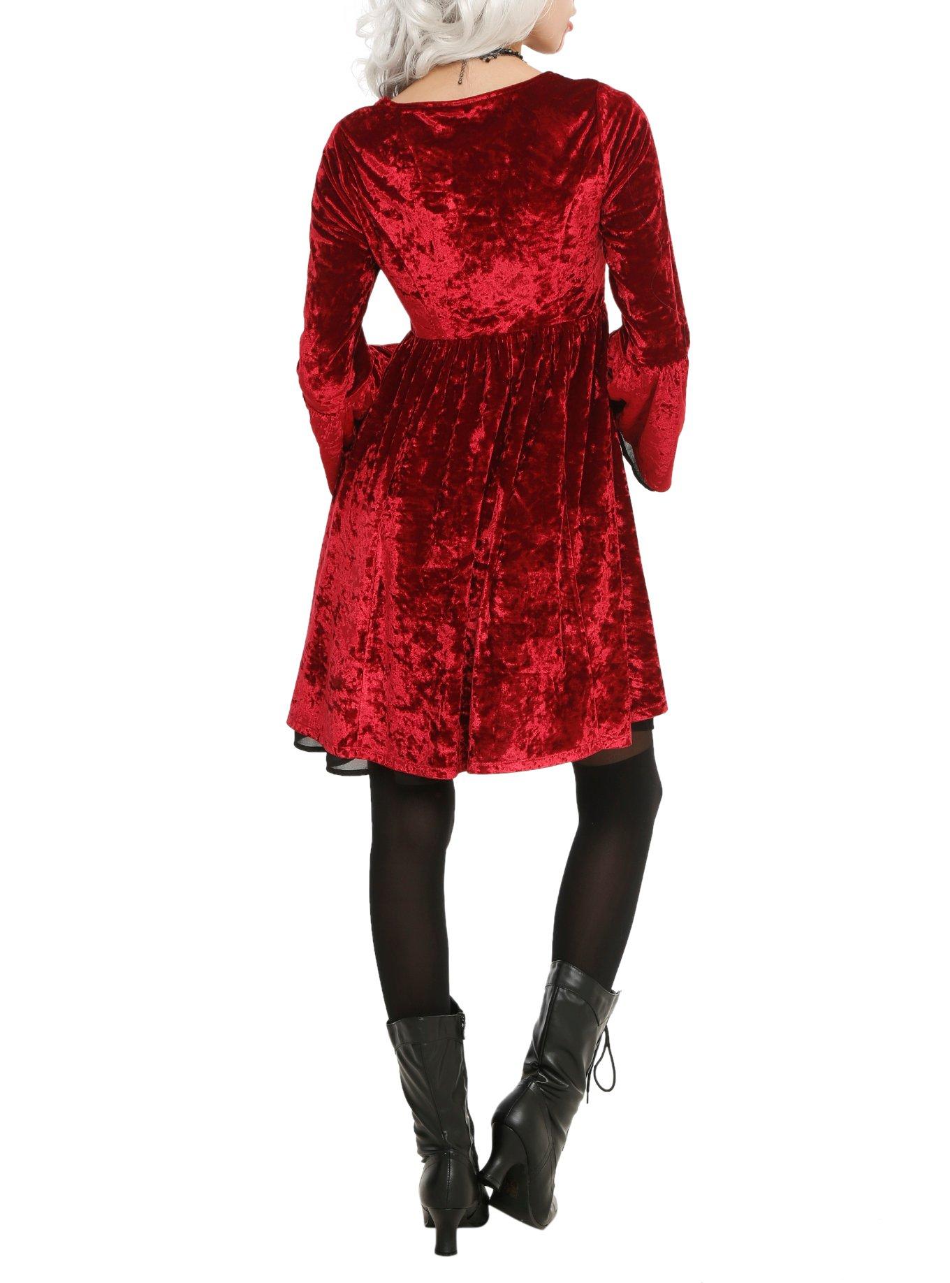 Red Velvet Bell Sleeve Dress, , alternate