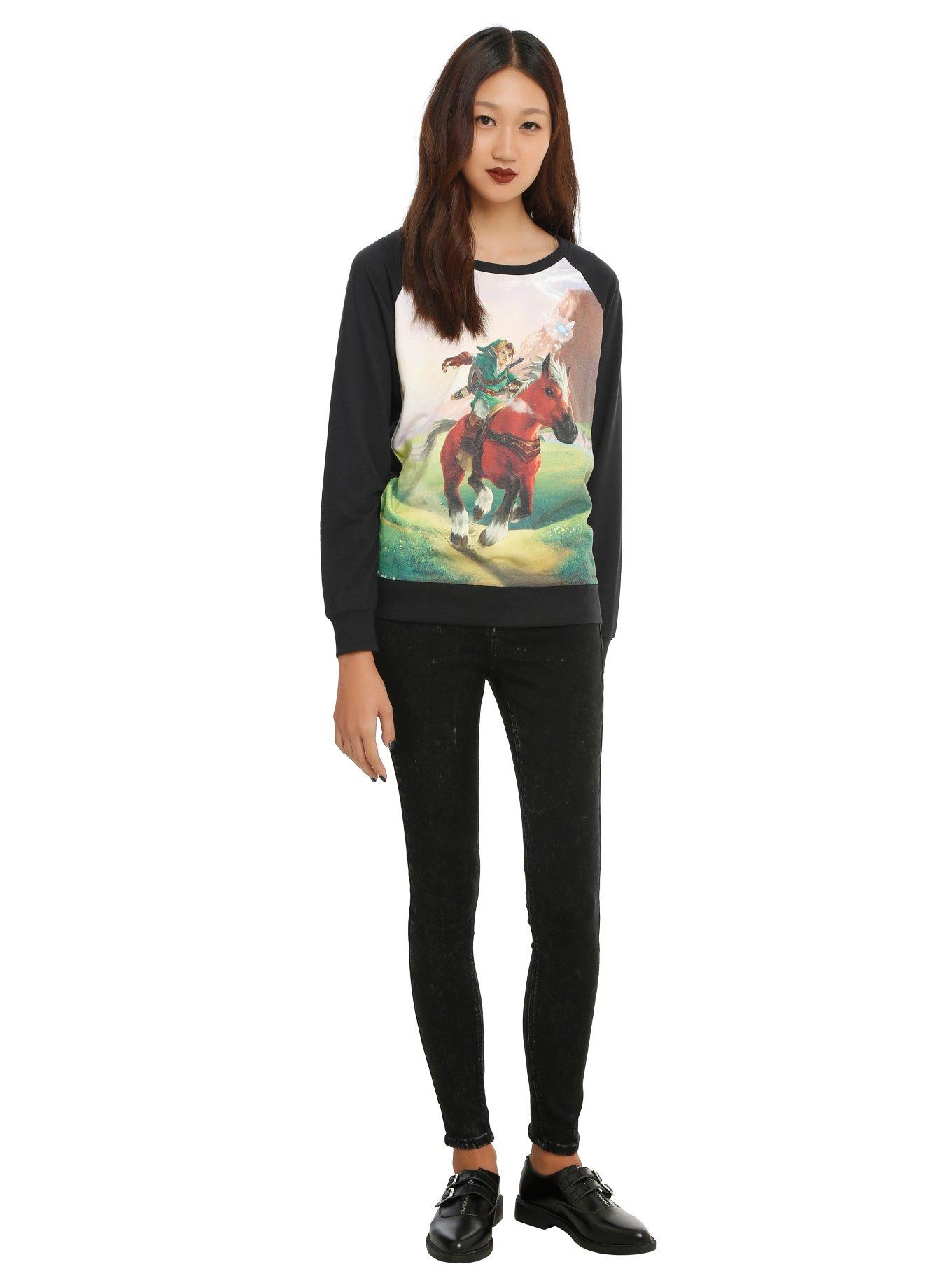 The Legend Of Zelda: Ocarina Of Time 3D Link & Epona Pullover Top, BLACK, alternate