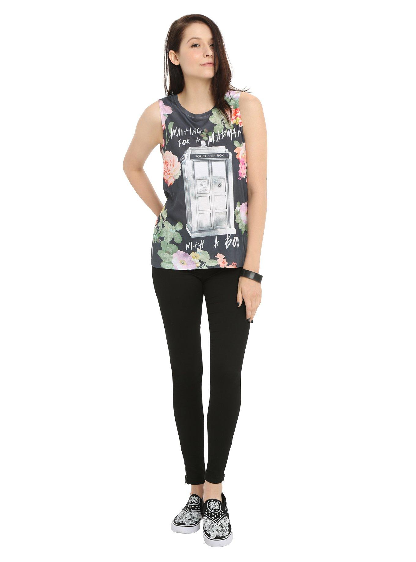 Doctor Who Floral Madman With A Box Sublimation Girls Muscle Top, , alternate