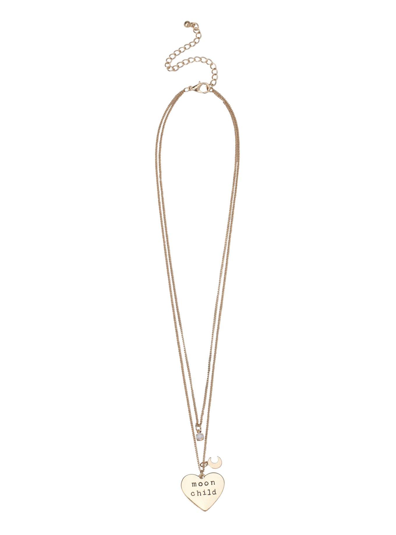 LOVEsick Moon Child Tattoo Choker and Double Chain Necklace Set, , alternate