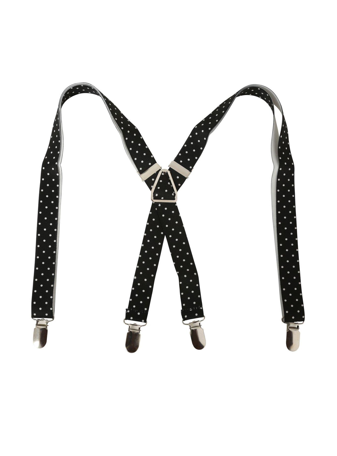 Black & White Polka Dot Suspenders, , alternate