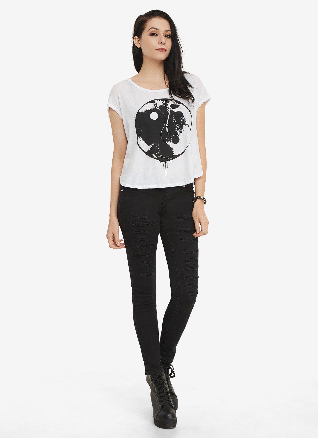 Iron Fist Skull Yin Yang Crop Top, , alternate