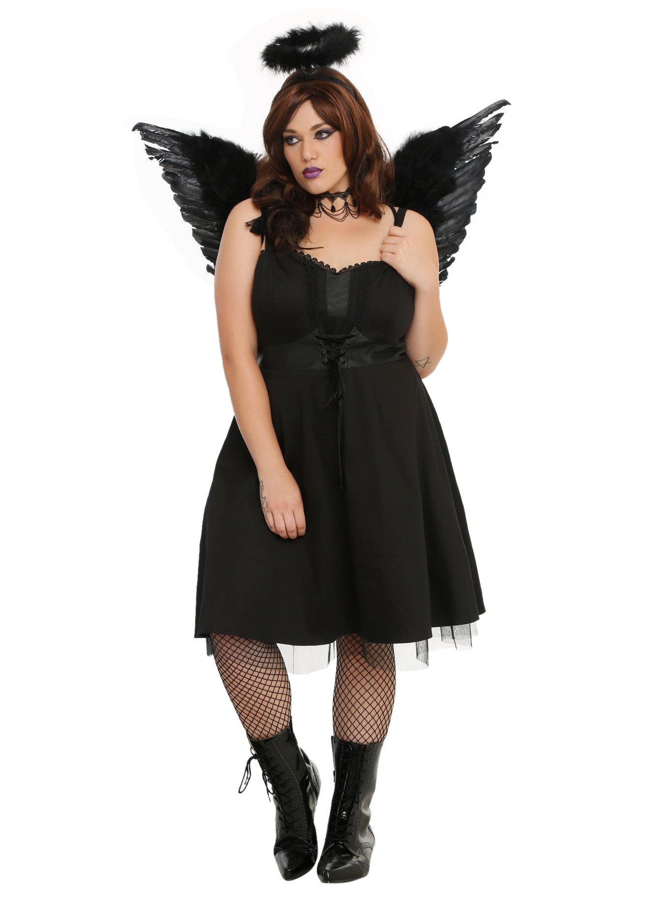 Black Corset Tulle Dress Plus Size, , alternate