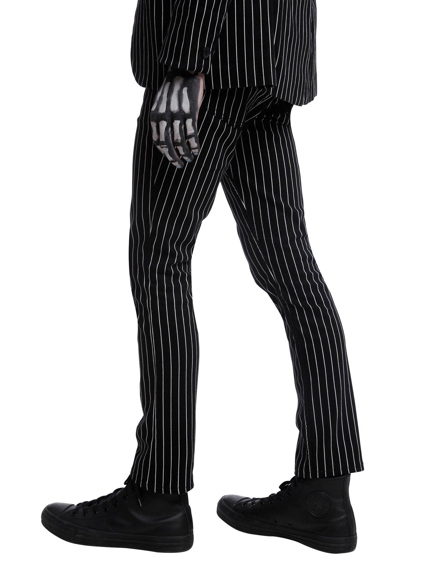 RUDE Black & White Pinstripe Pants, , alternate