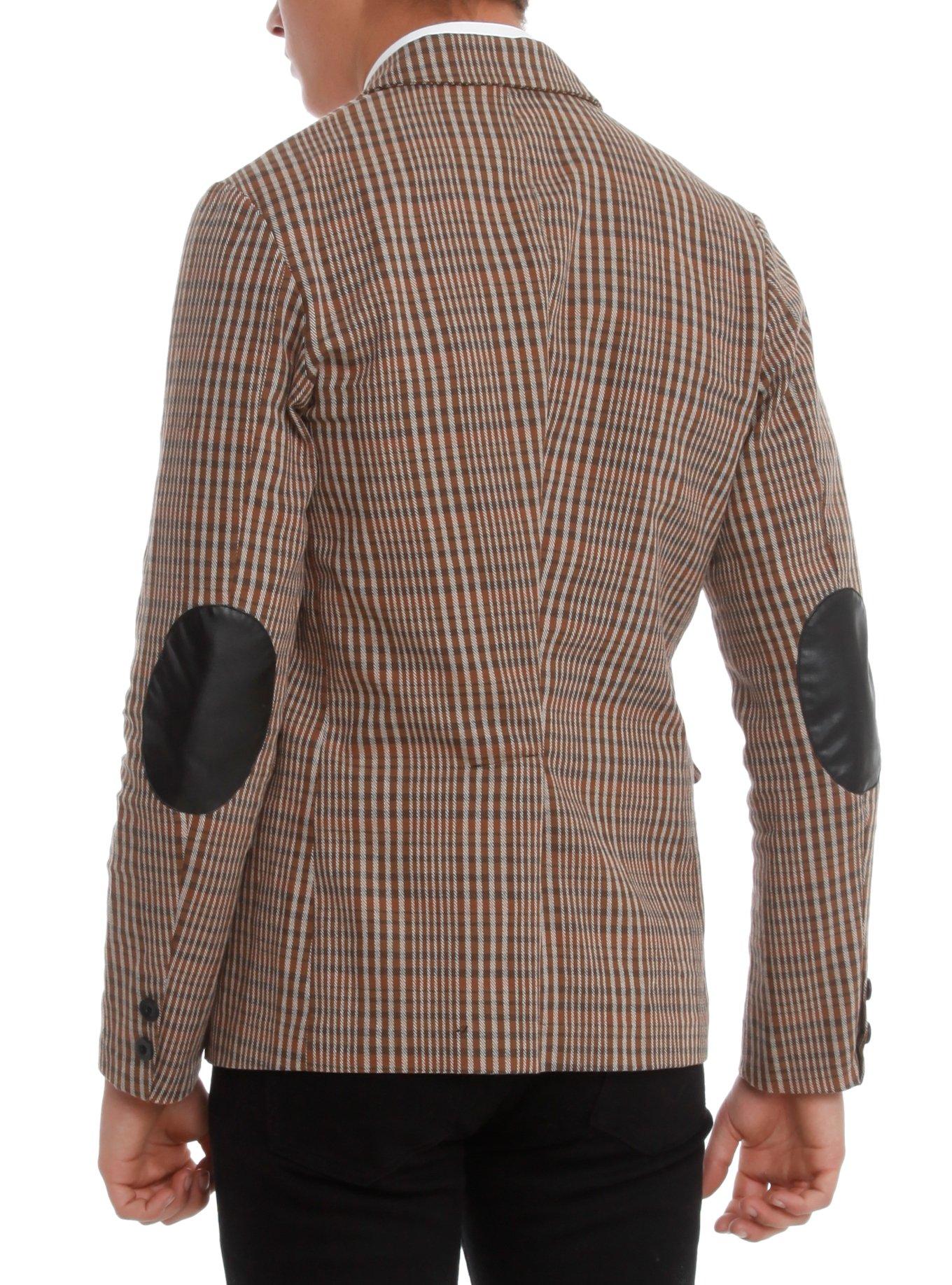 XXX RUDE Brown Tweed Plaid Blazer, , alternate