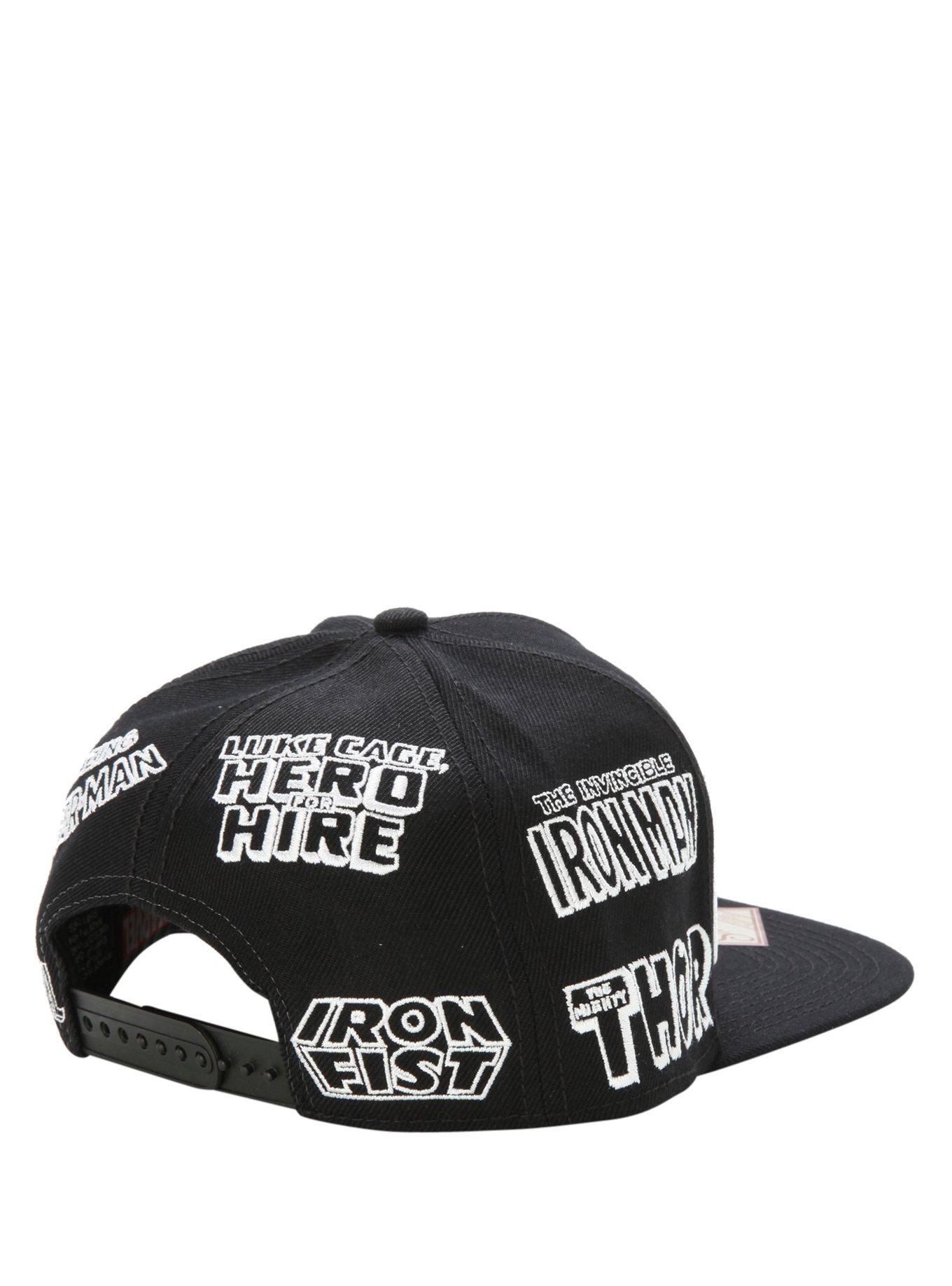 Marvel Character Logos Embroidered Snapback Hat, , alternate