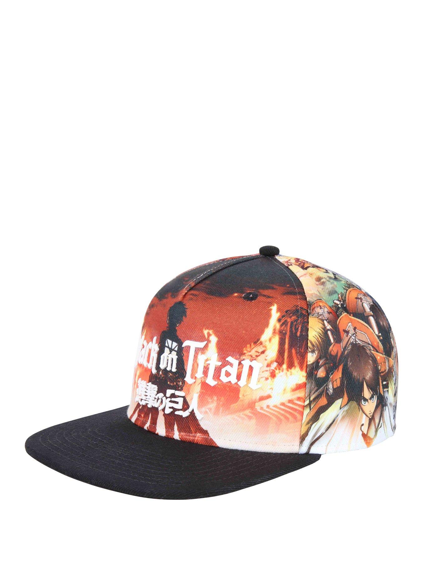 Attack On Titan Allover Key Art Snapback Hat, , alternate