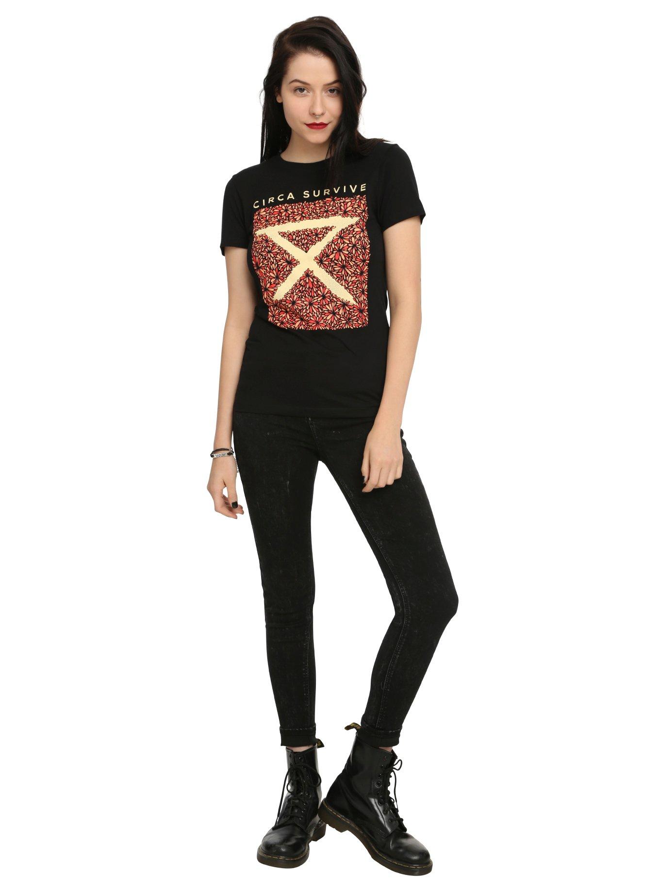 Circa Survive Flowers Logo Girls T-Shirt, BLACK, alternate