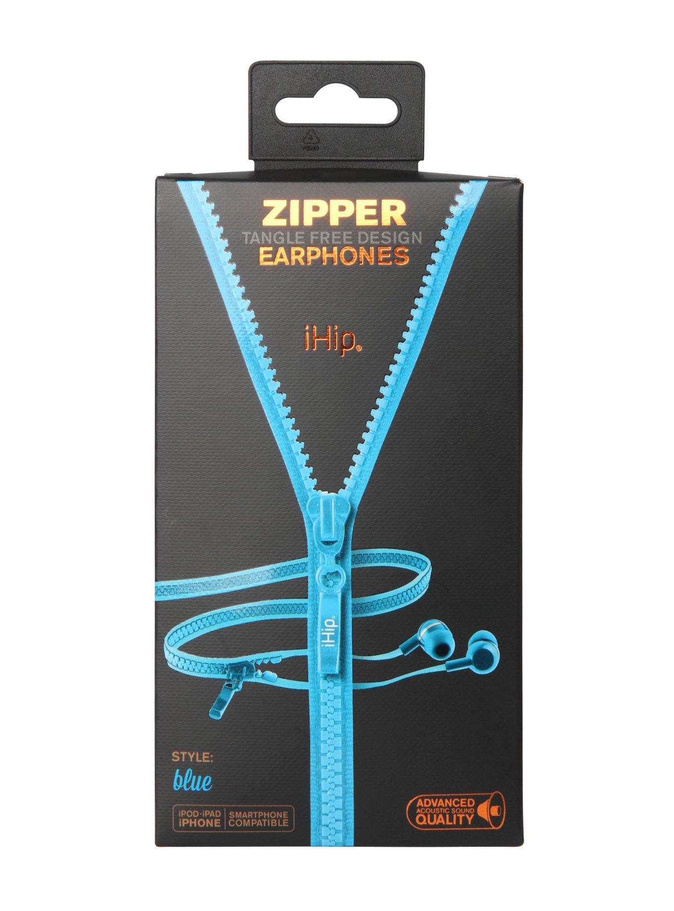 iHip Blue Zipper Earbuds, , alternate