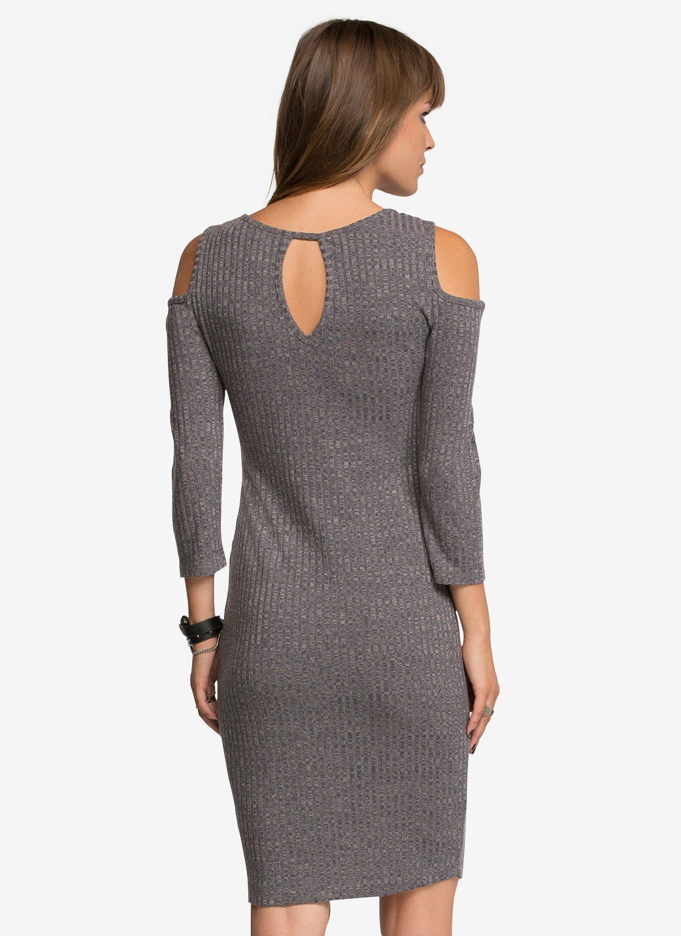 Cutout-Shoulder Sweater Dress, , alternate