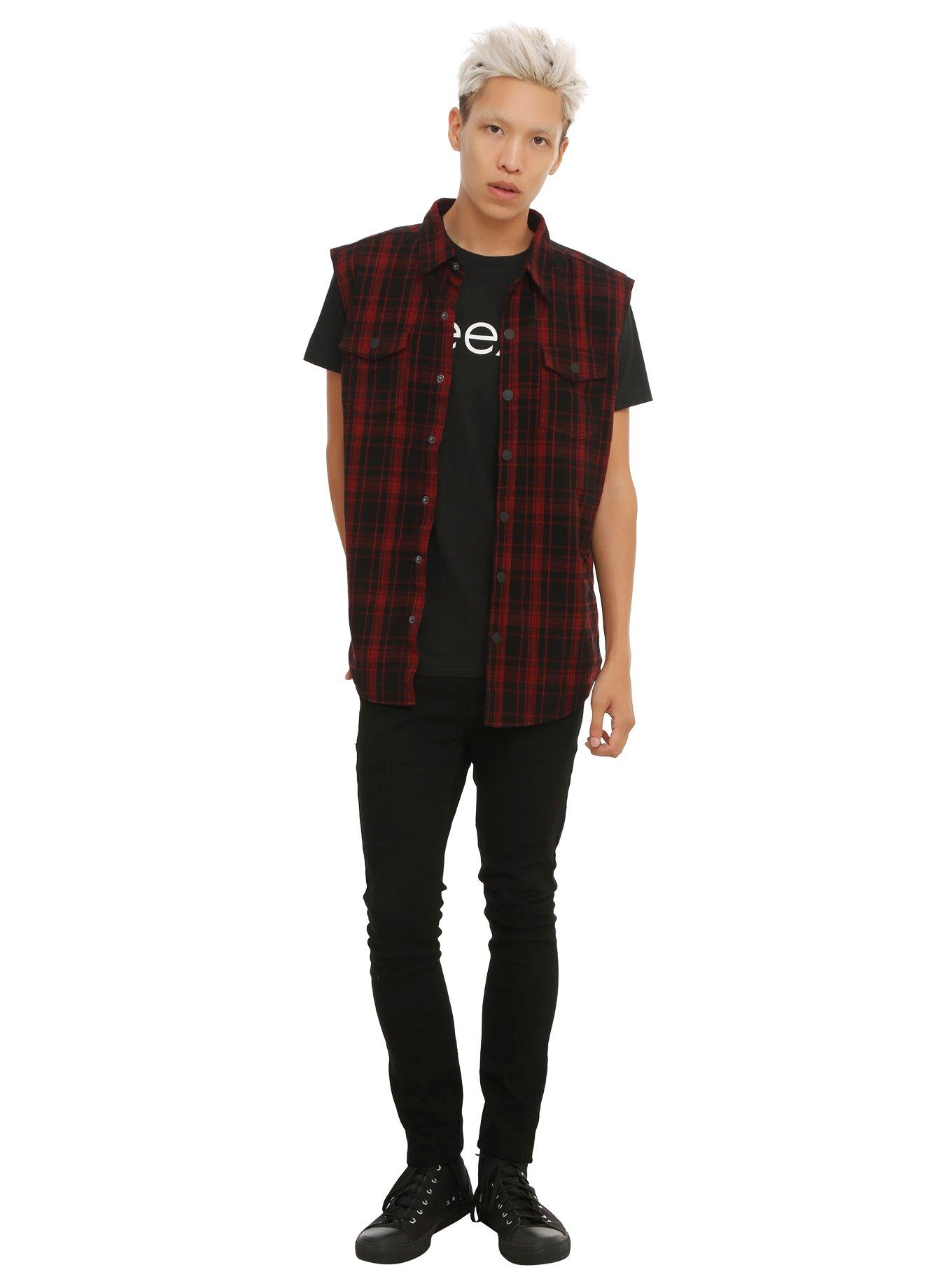 Chor Red Plaid Vest, , alternate