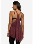 Burgundy Embroidered Flowers Tunic Top, , alternate