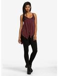 Burgundy Embroidered Flowers Tunic Top, , alternate