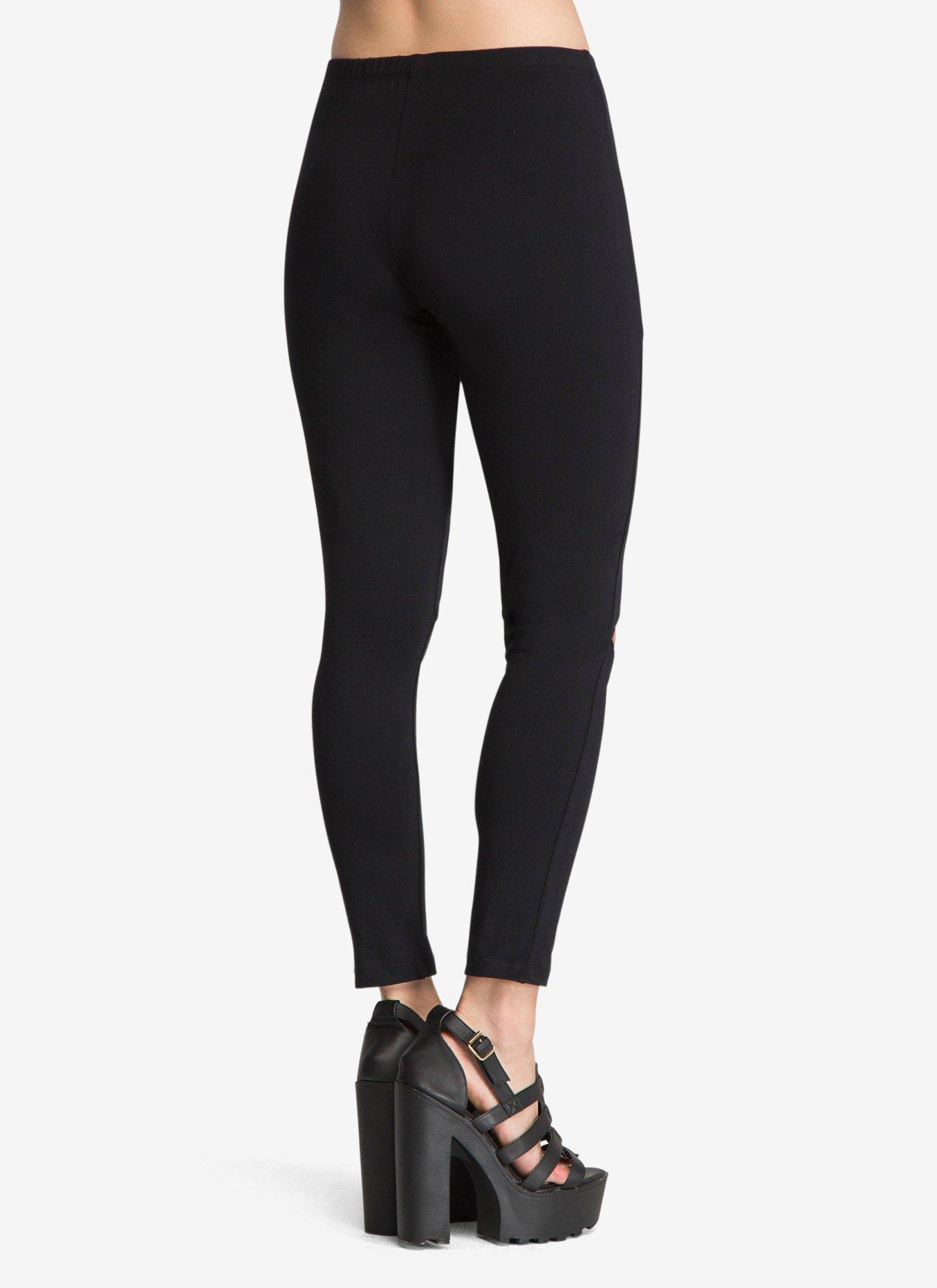 Cutout Knee Leggings, BLACK, alternate