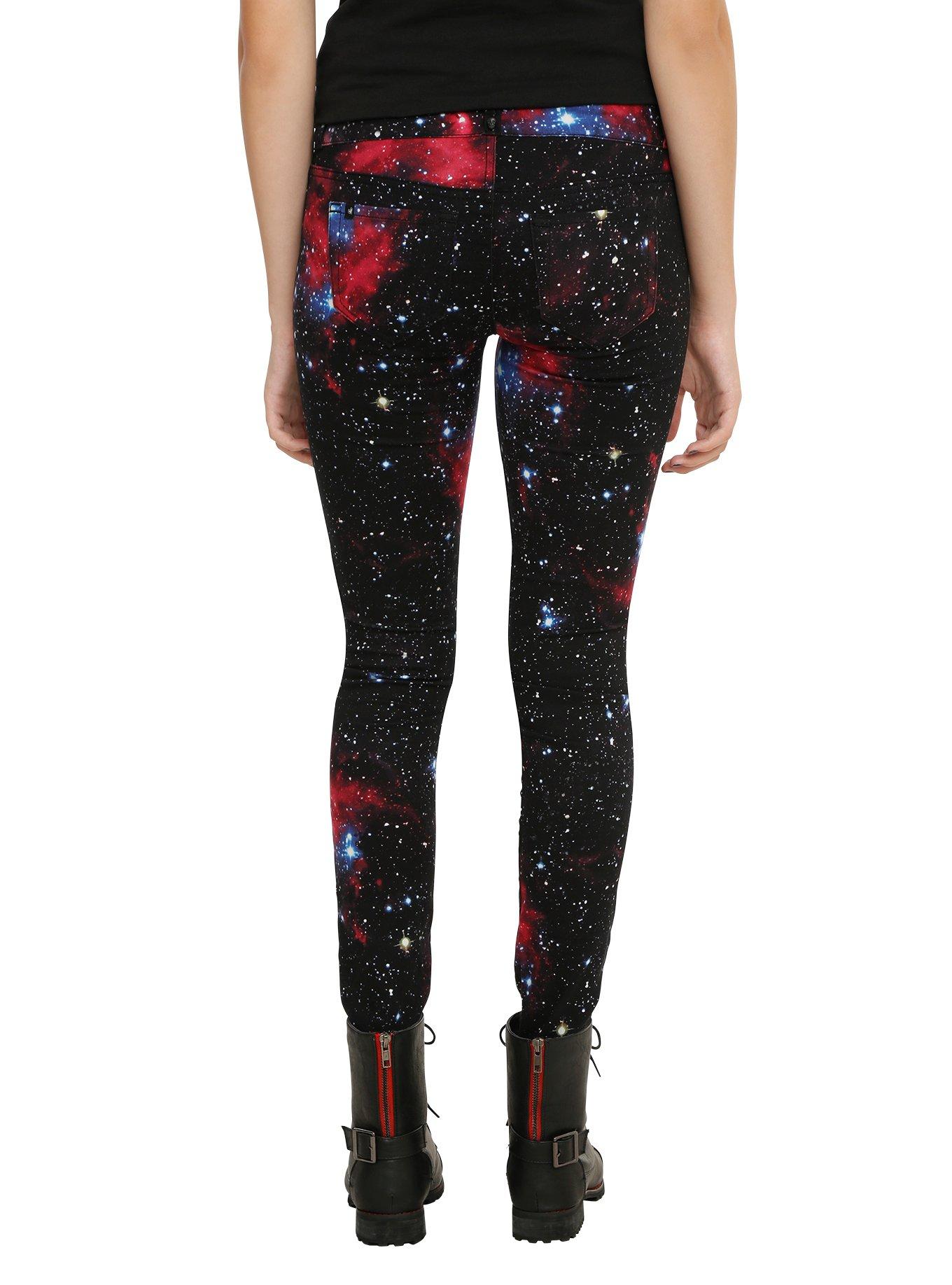 Blackheart Galaxy Print Super Skinny Jeans, BLACK, alternate