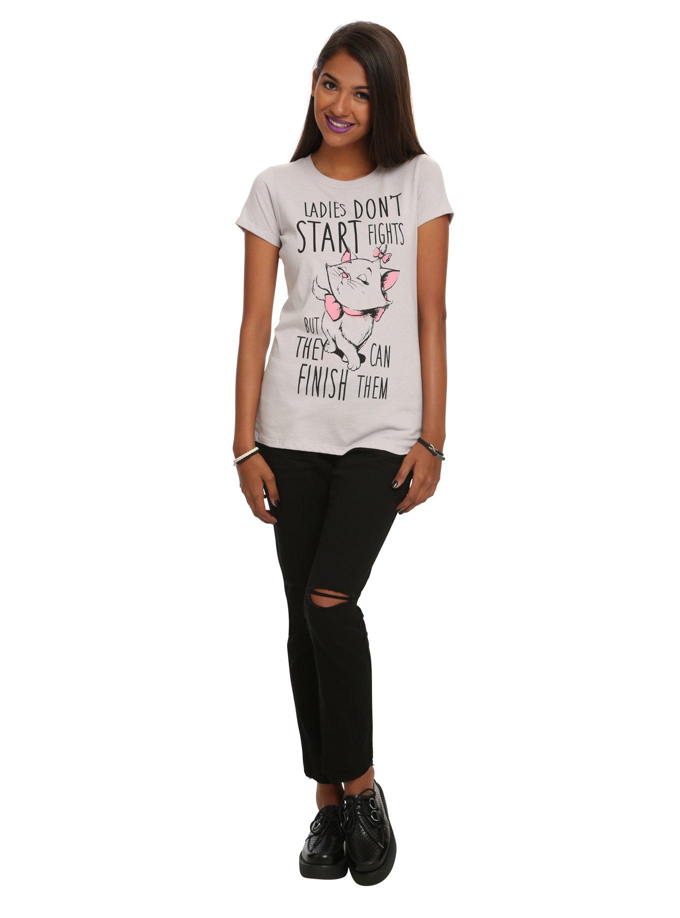 Disney The Aristocats Marie Ladies Don't Start Fights Girls T-Shirt, BLACK, alternate