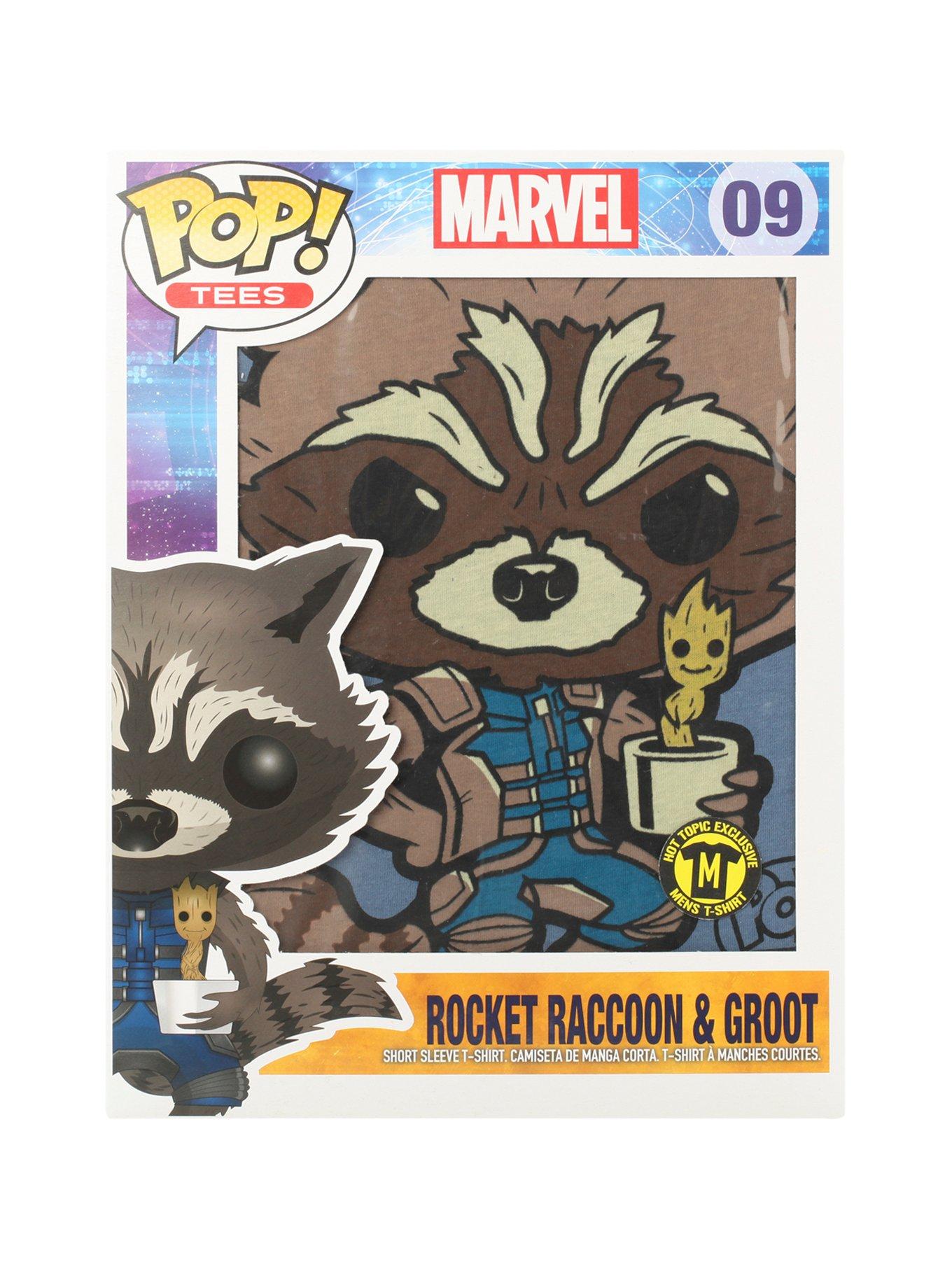 Funko Marvel Guardians Of The Galaxy Pop! Rocket Raccoon & Groot T-Shirt Hot Topic Exclusive, , alternate