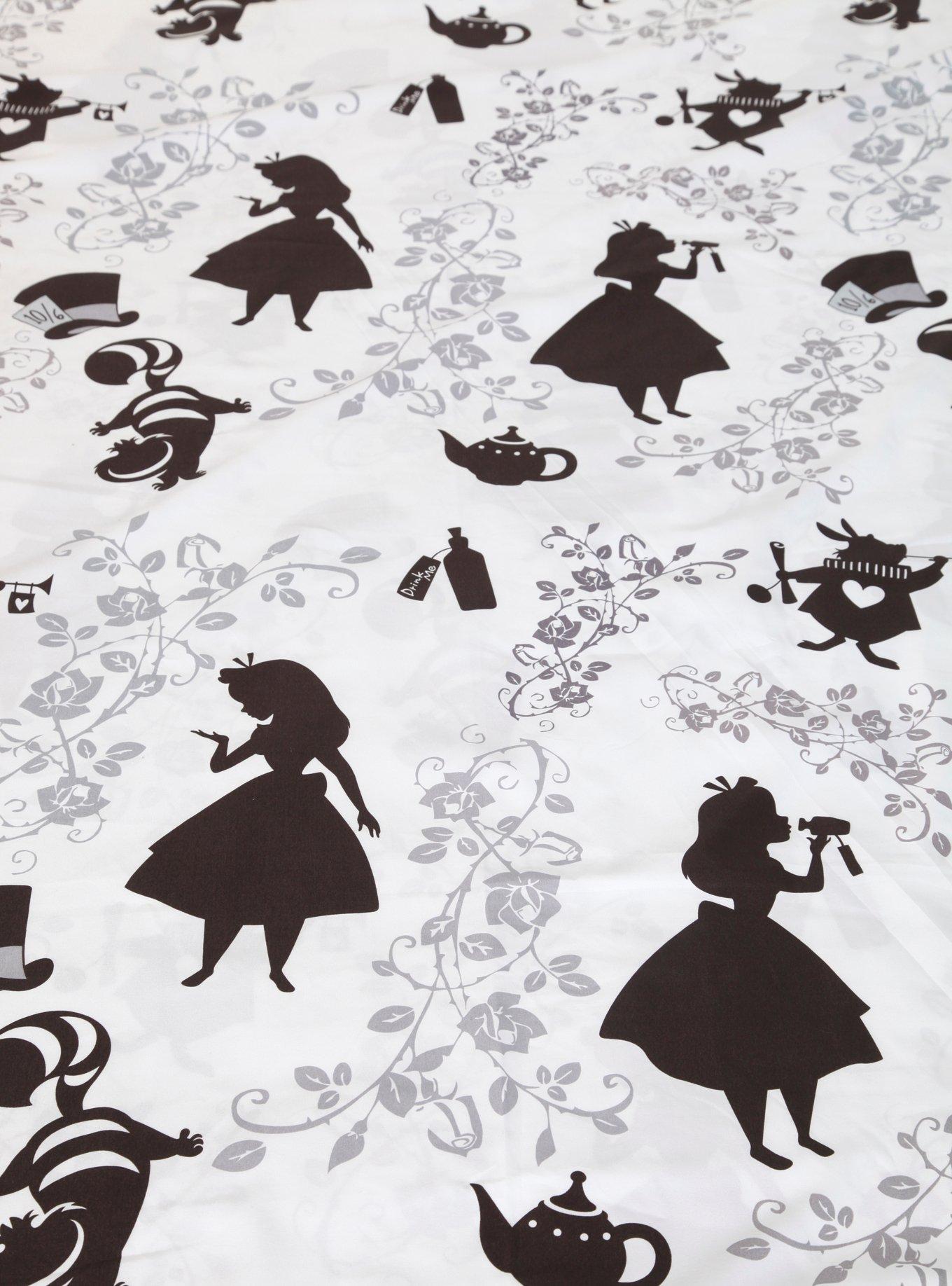 Disney Alice In Wonderland Alice Silhouette Microfiber Full Sheet Set, , alternate