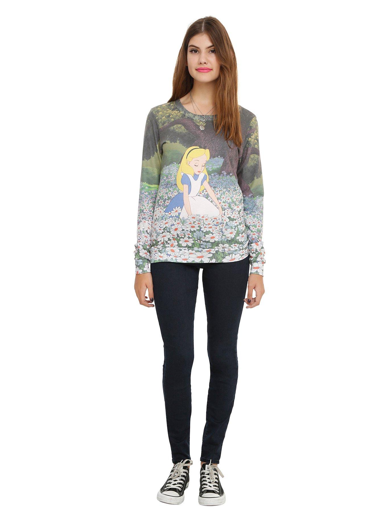 Disney Alice In Wonderland Daisies Girls Pullover Top, , alternate