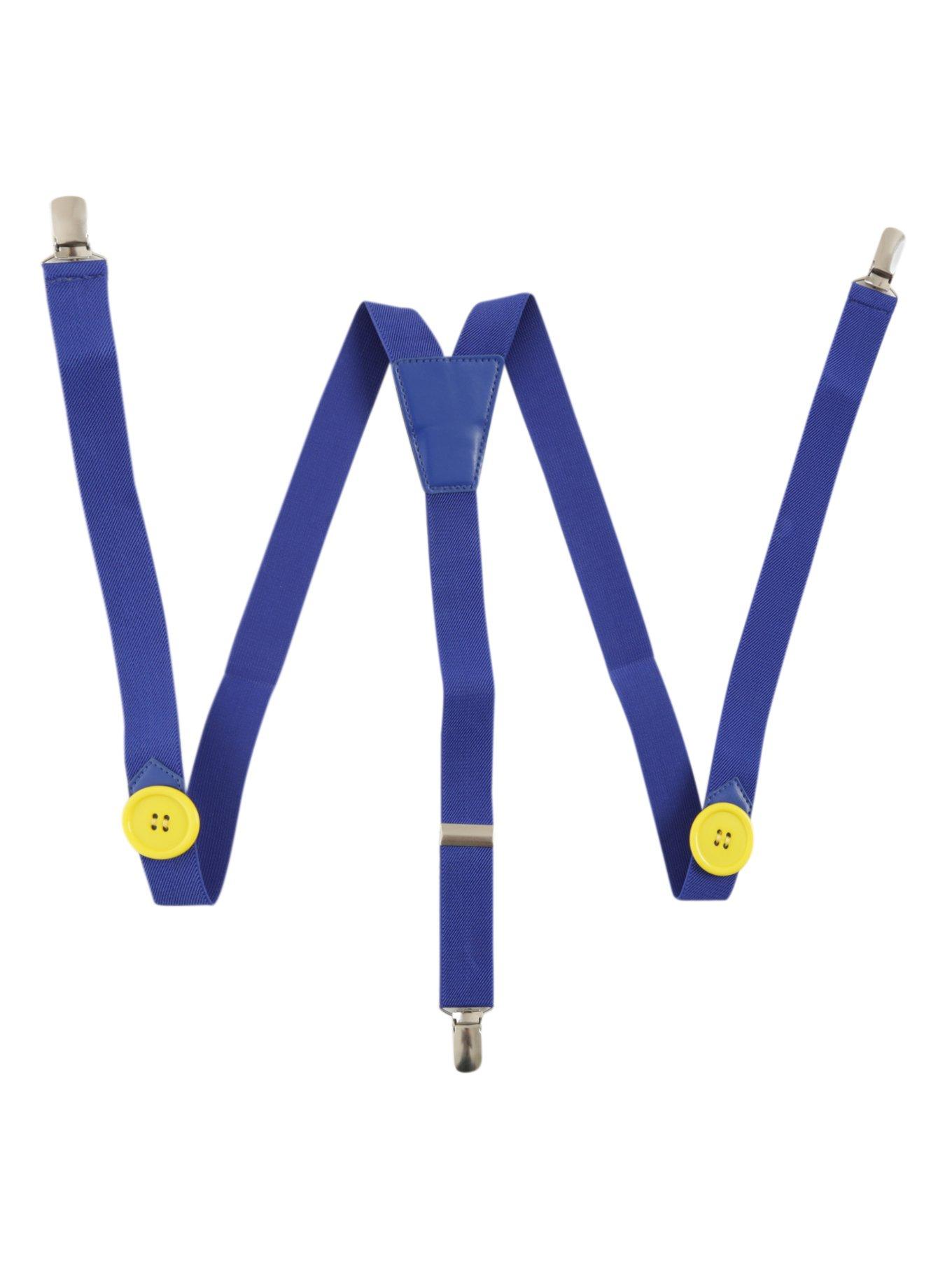 Blue And Yellow Button Costume Suspenders, , alternate